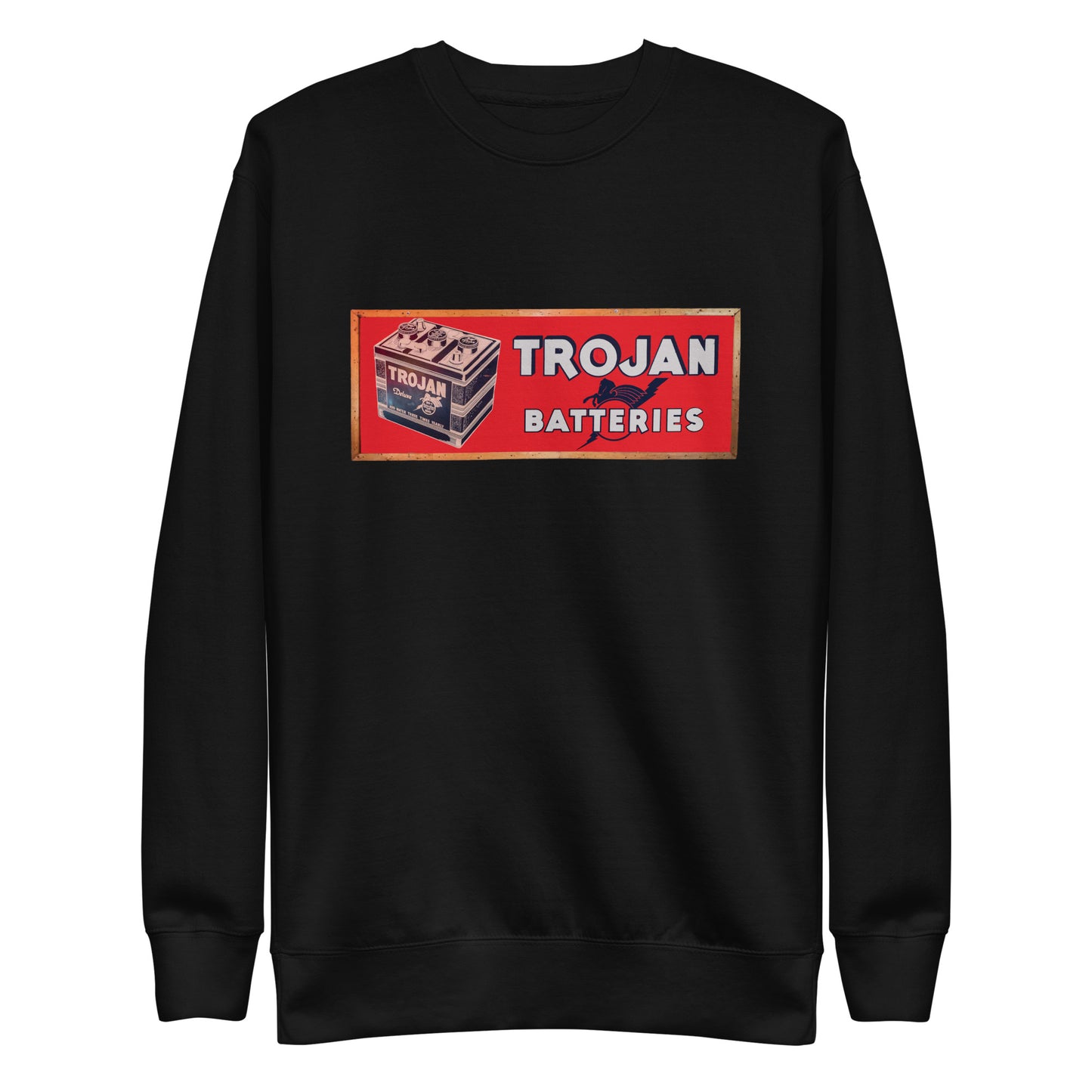 Vintage Trojan Battery Sign Unisex Premium Sweatshirt