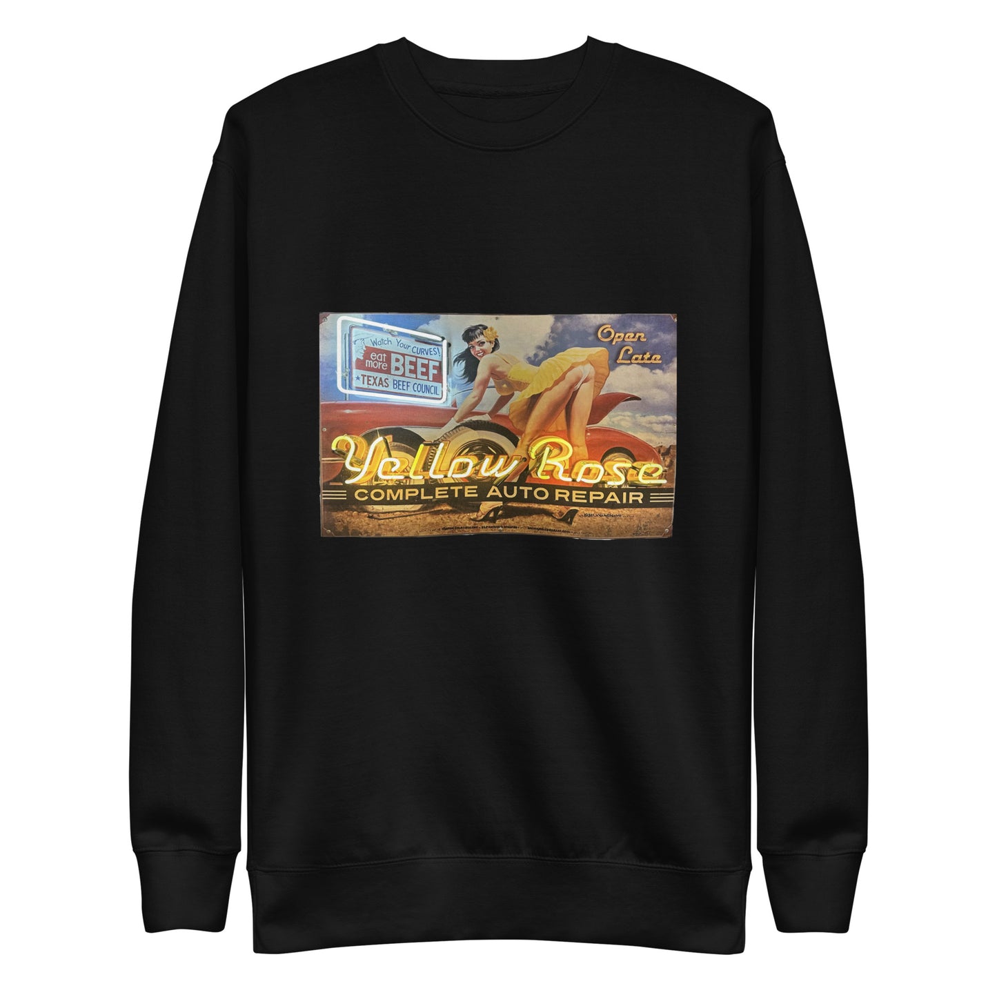Vintage Auto Repair Neon Sign Style Unisex Premium Sweatshirt