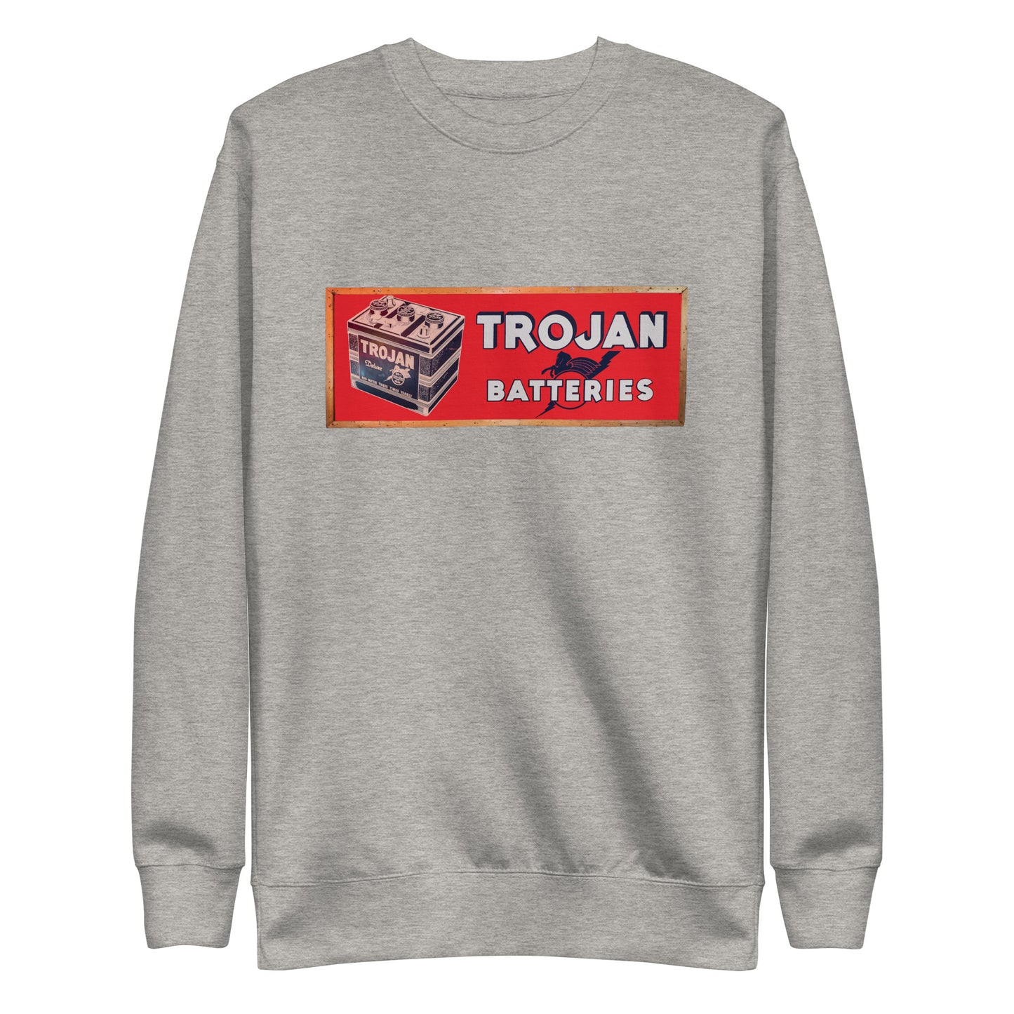 Vintage Trojan Battery Sign Unisex Premium Sweatshirt