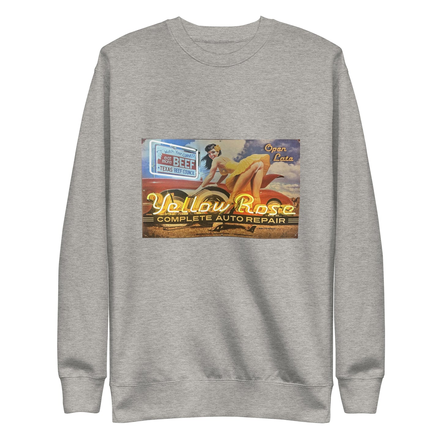Vintage Auto Repair Neon Sign Style Unisex Premium Sweatshirt