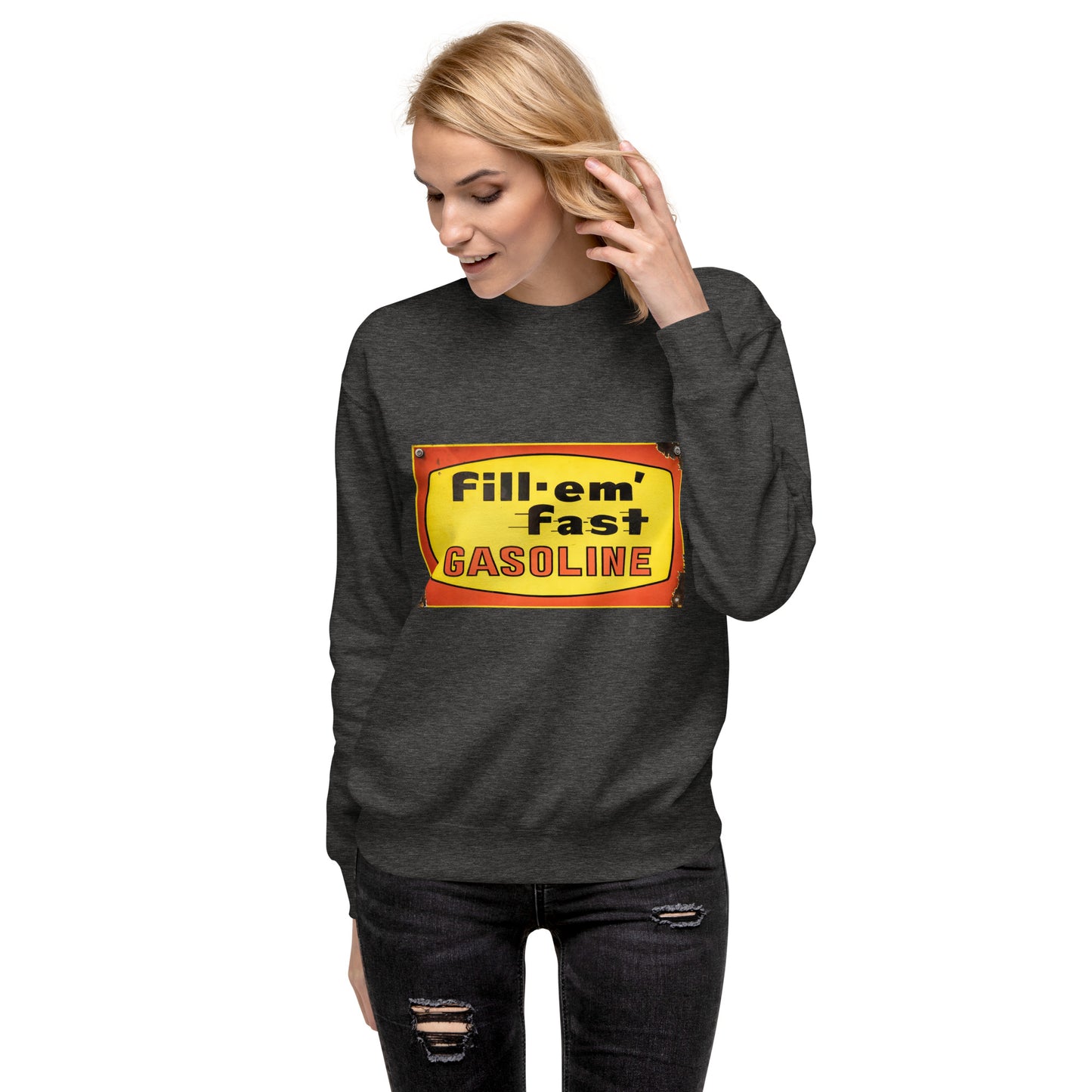 Vintage Gas Sign Patina Style Unisex Premium Sweatshirt