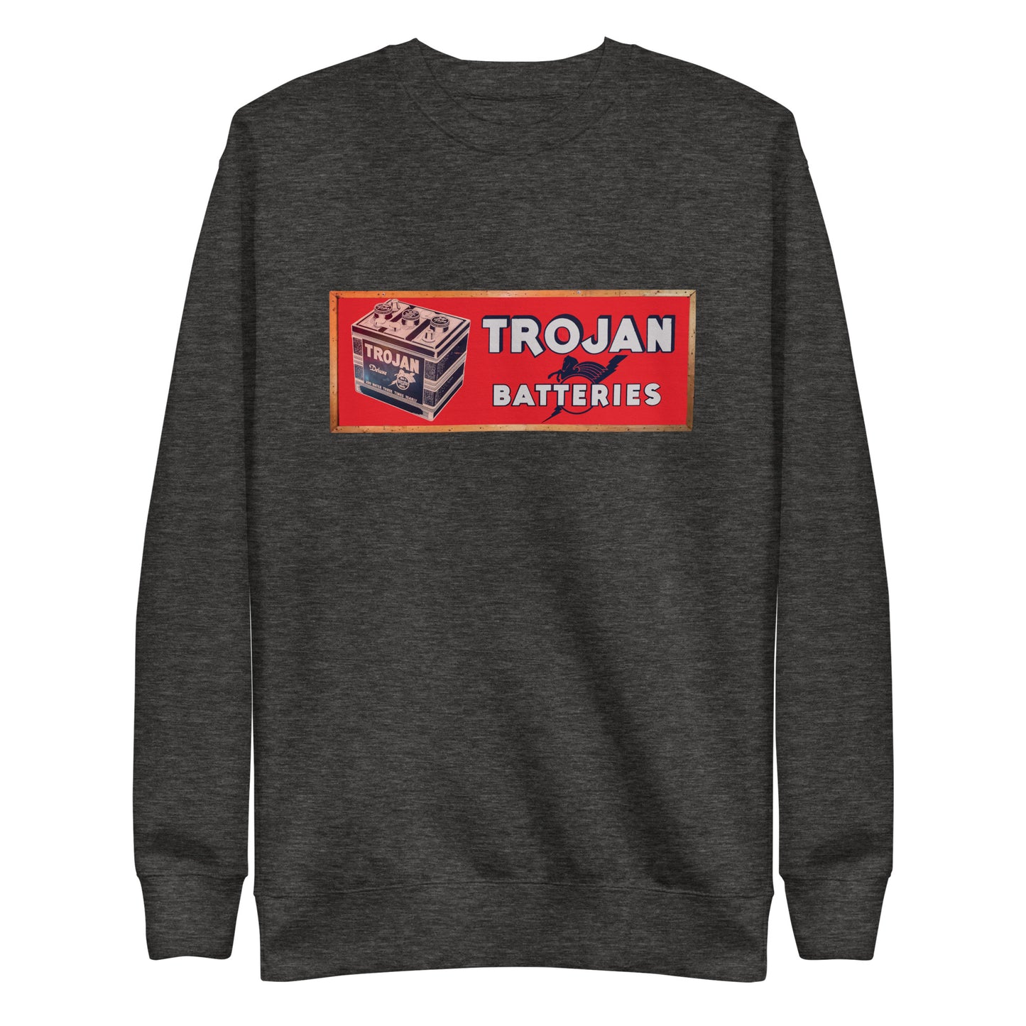 Vintage Trojan Battery Sign Unisex Premium Sweatshirt