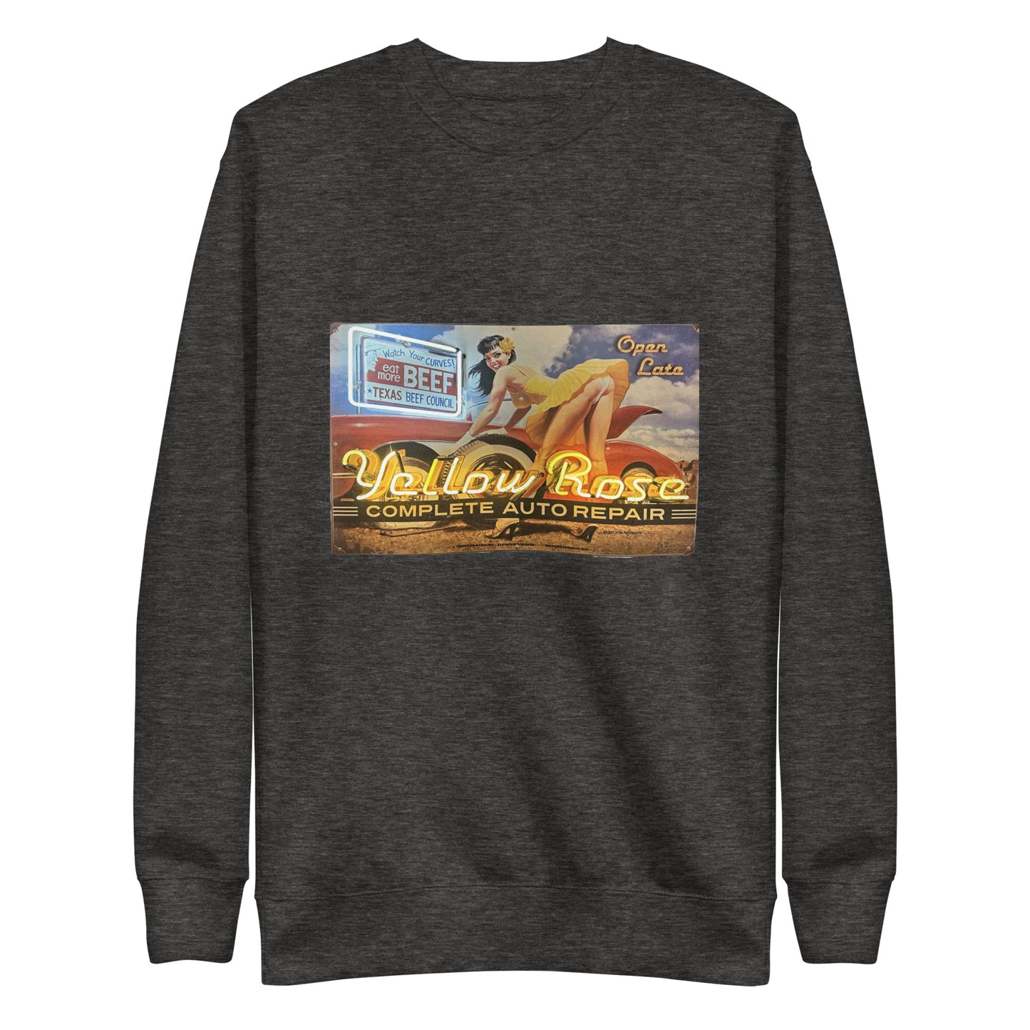 Vintage Auto Repair Neon Sign Style Unisex Premium Sweatshirt