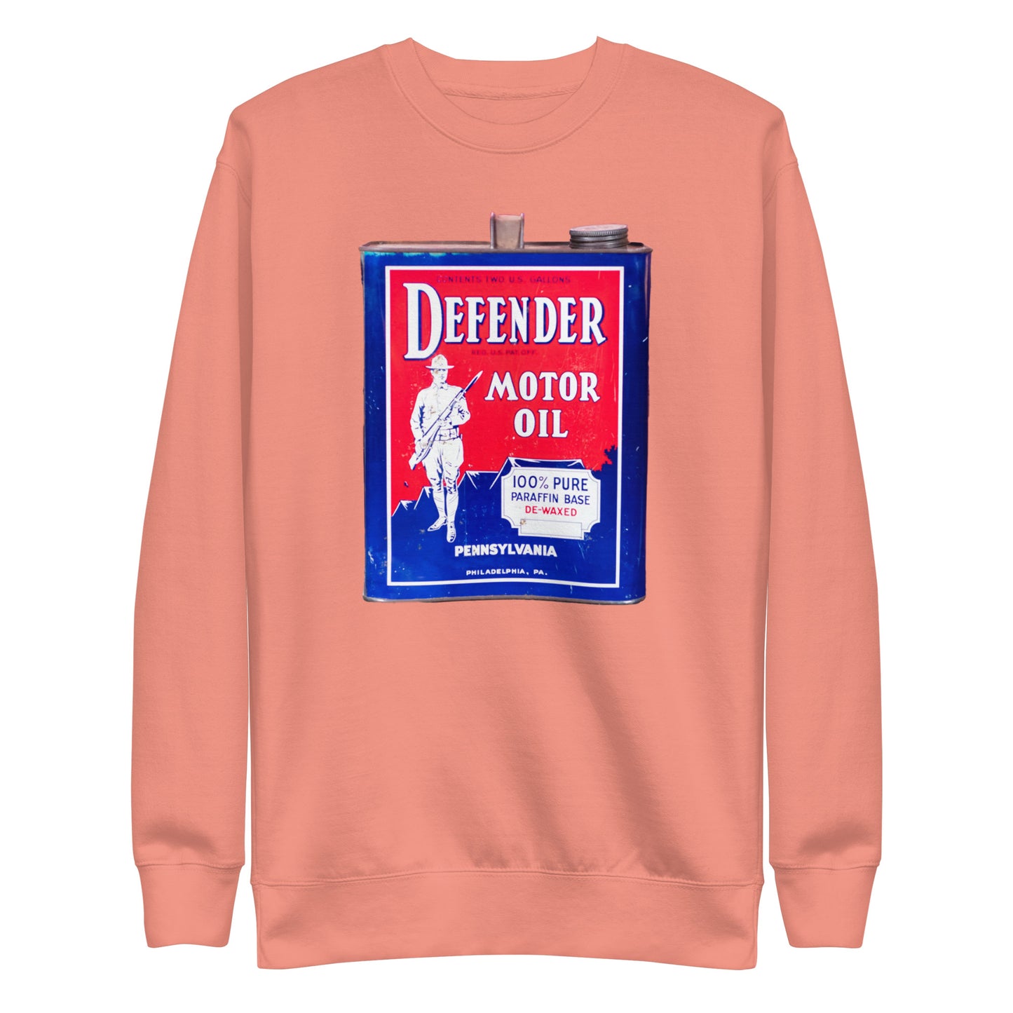 Vintage Defender Oil Steel Can Design Unisex Premium Sweatshirt