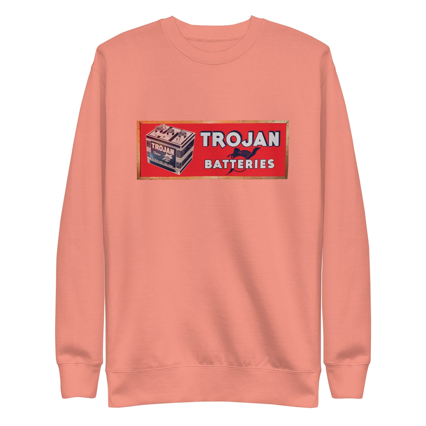 Vintage Trojan Battery Sign Unisex Premium Sweatshirt