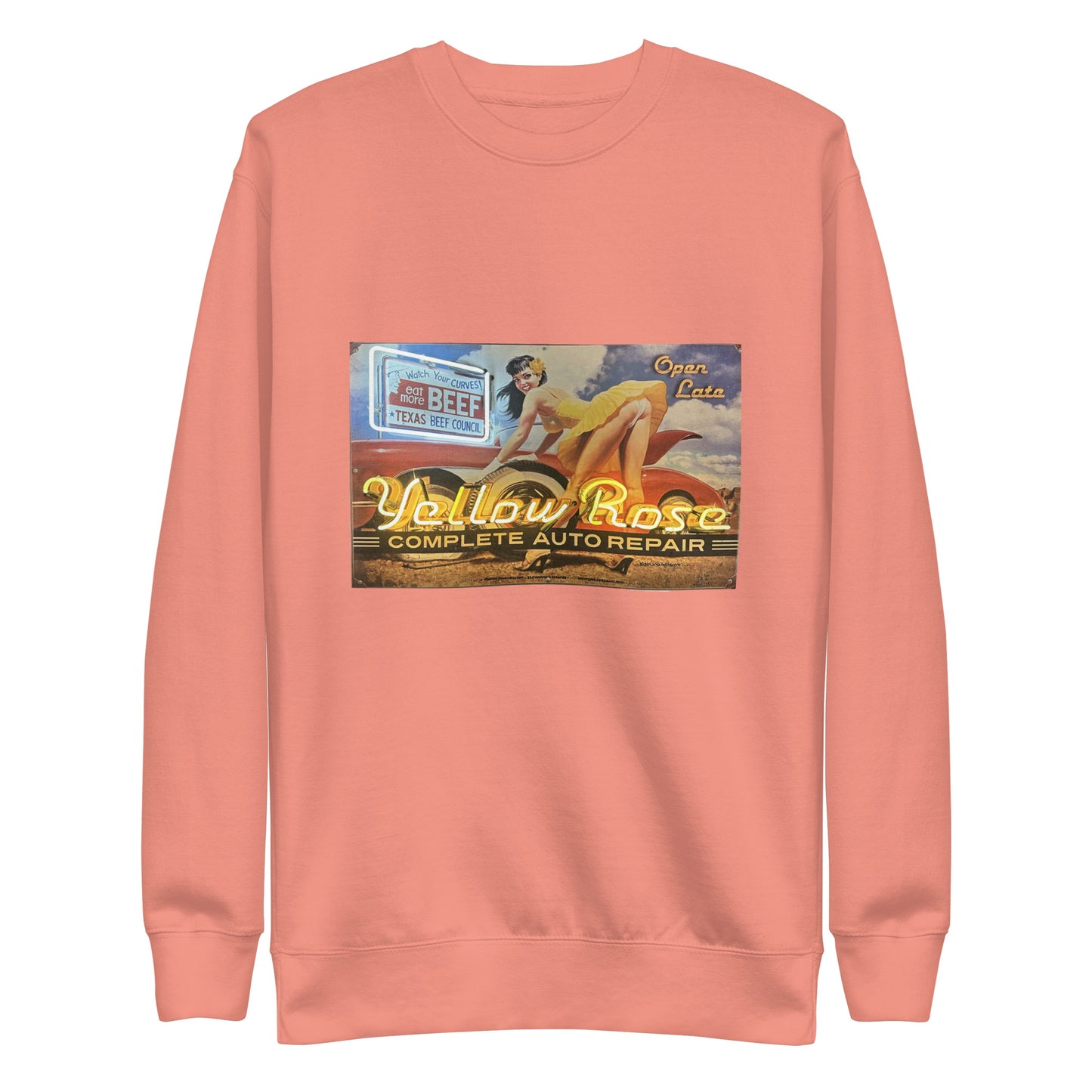 Vintage Auto Repair Neon Sign Style Unisex Premium Sweatshirt