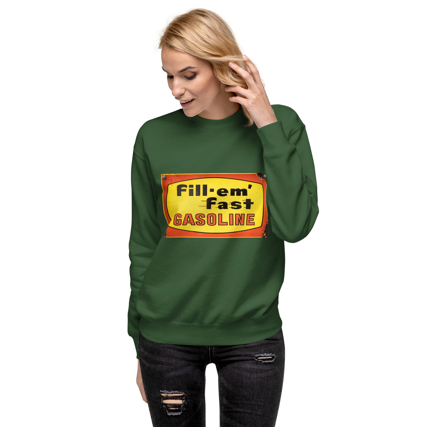Vintage Gas Sign Patina Style Unisex Premium Sweatshirt