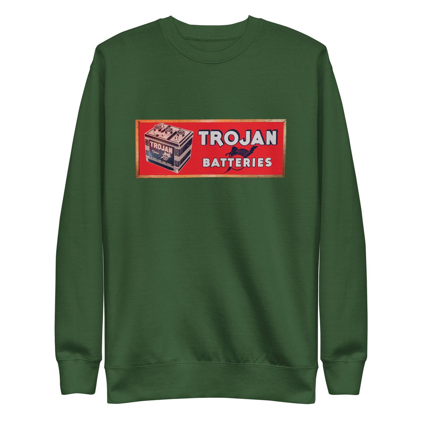 Vintage Trojan Battery Sign Unisex Premium Sweatshirt