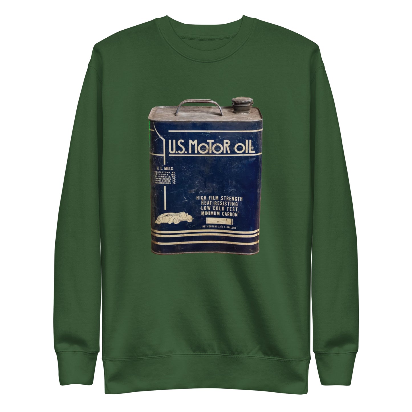 Vintage US Motor Oil Steel Gallon Style Unisex Premium Sweatshirt