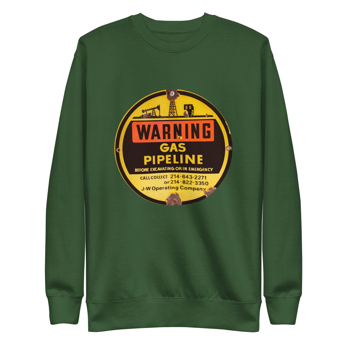 Retro Gas Warning Sign Tin Unisex Premium Sweatshirt