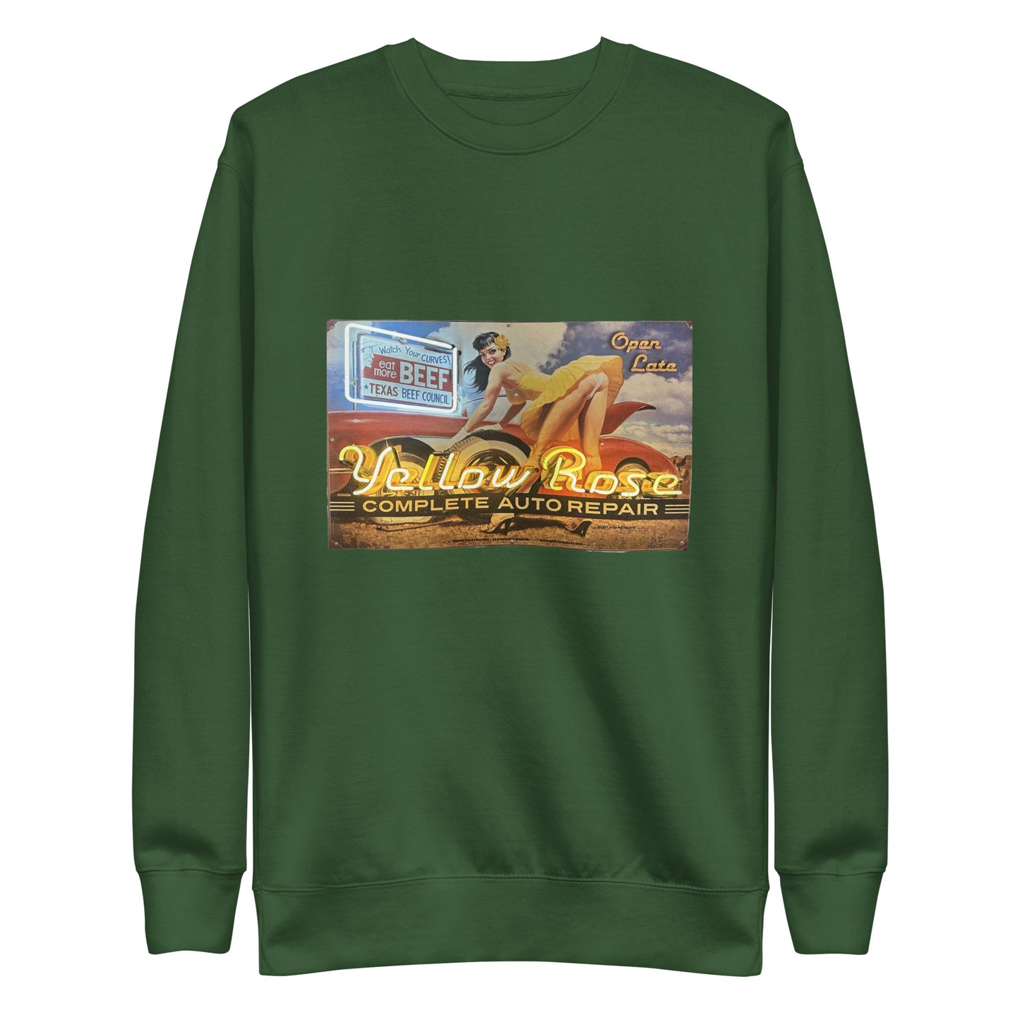 Vintage Auto Repair Neon Sign Style Unisex Premium Sweatshirt
