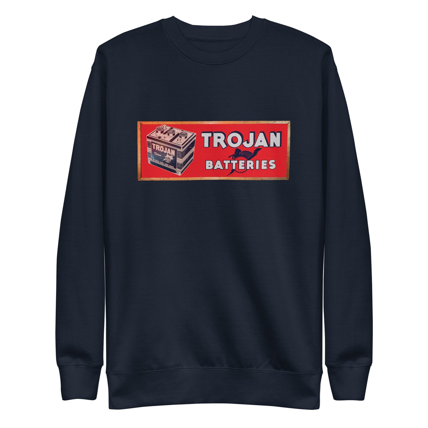 Vintage Trojan Battery Sign Unisex Premium Sweatshirt