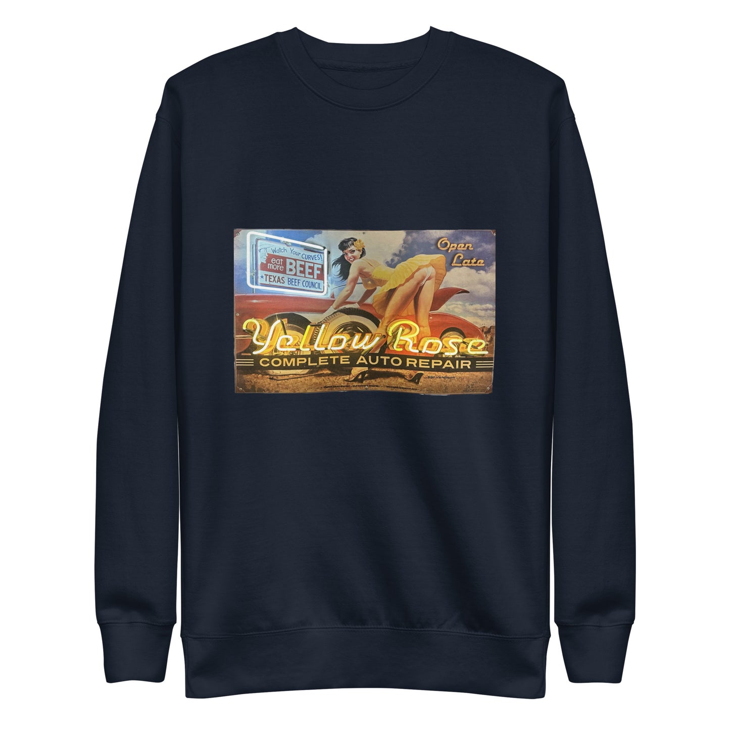 Vintage Auto Repair Neon Sign Style Unisex Premium Sweatshirt