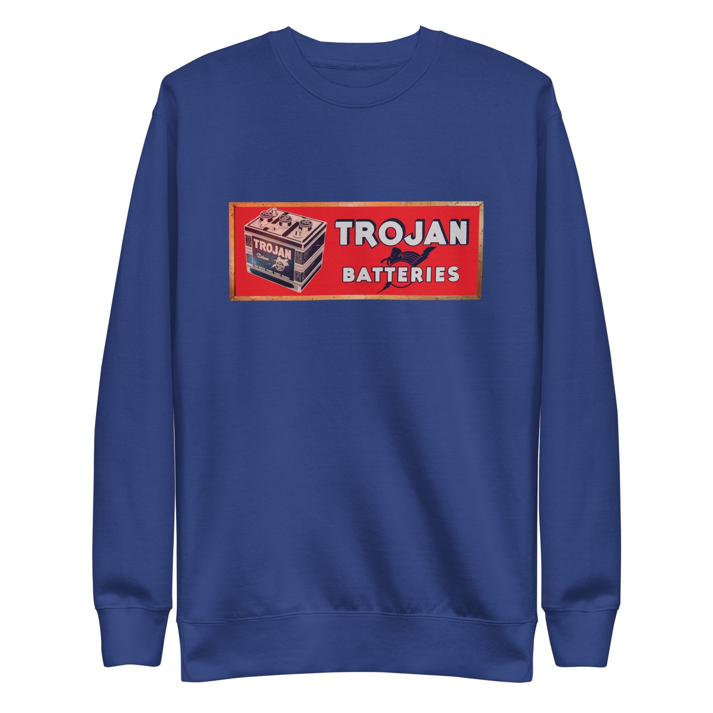 Vintage Trojan Battery Sign Unisex Premium Sweatshirt