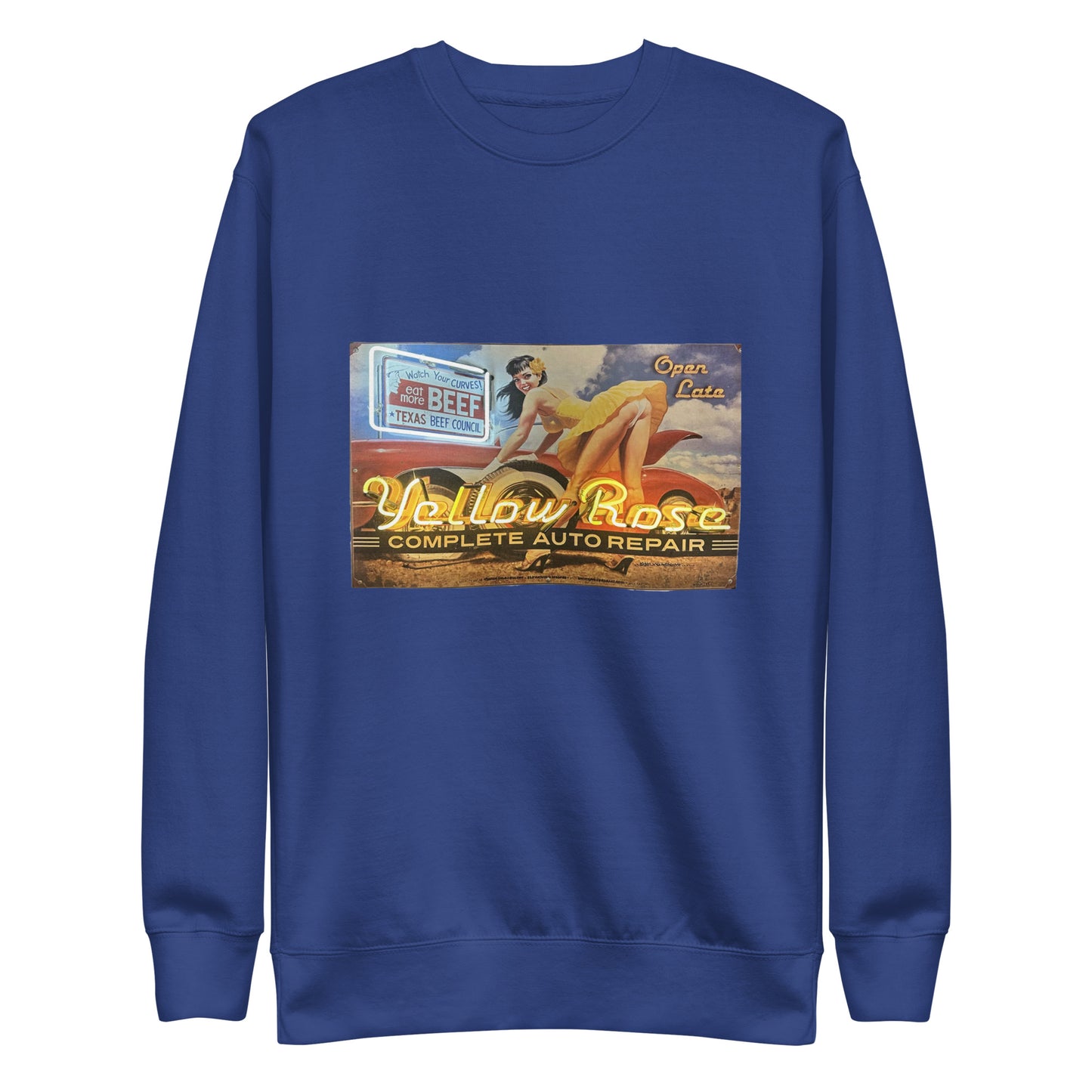 Vintage Auto Repair Neon Sign Style Unisex Premium Sweatshirt