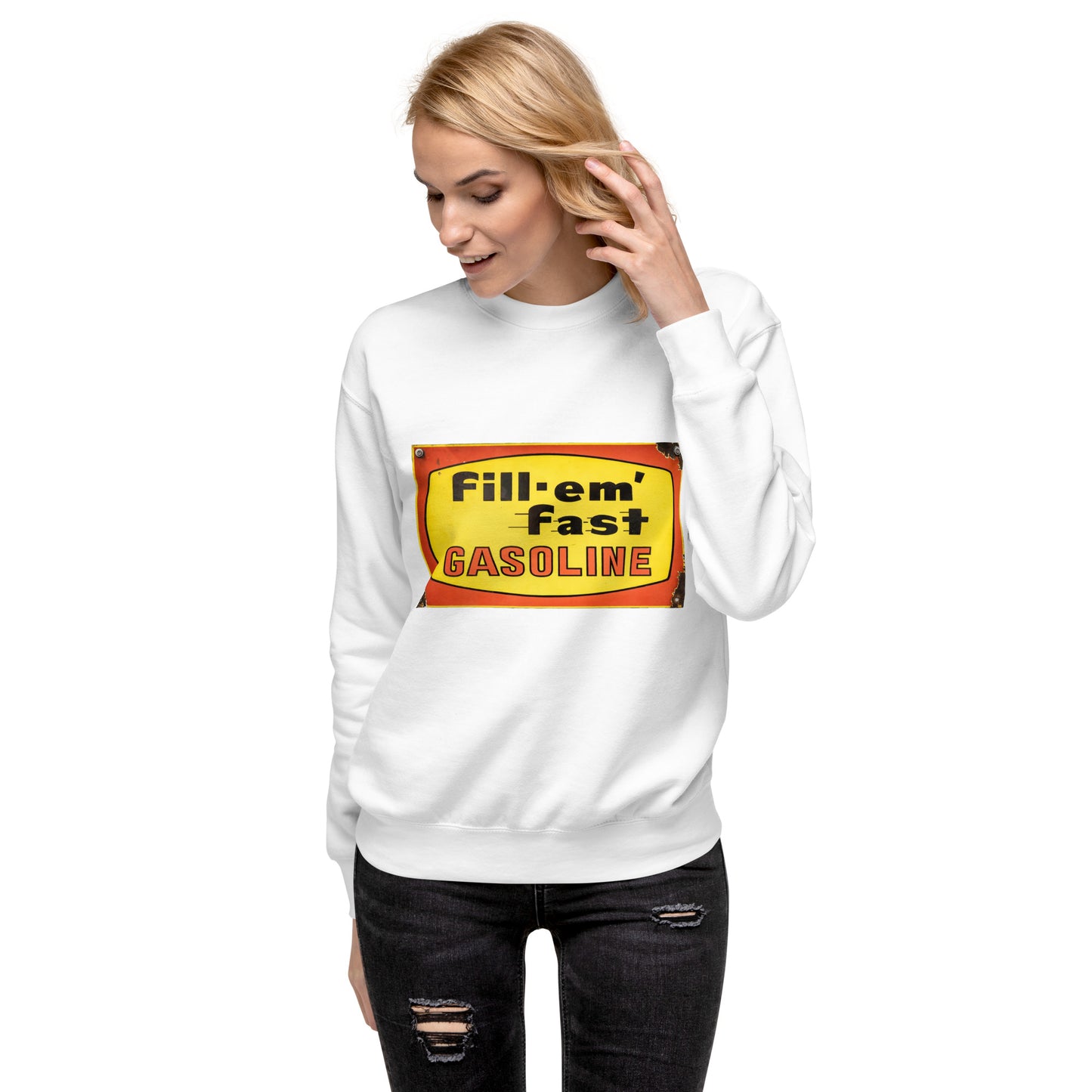 Vintage Gas Sign Patina Style Unisex Premium Sweatshirt