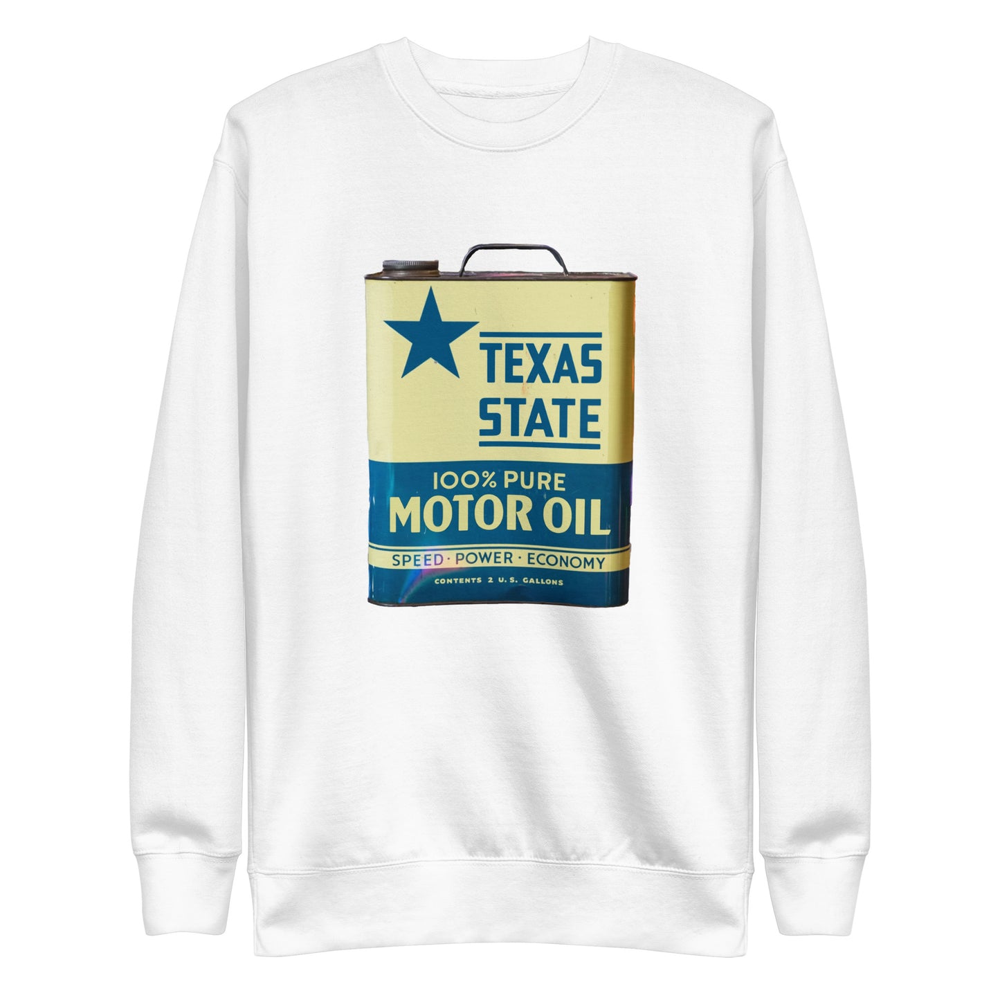 Vintage Texas Motor Oil Can Gallon Deisgn Unisex Premium Sweatshirt