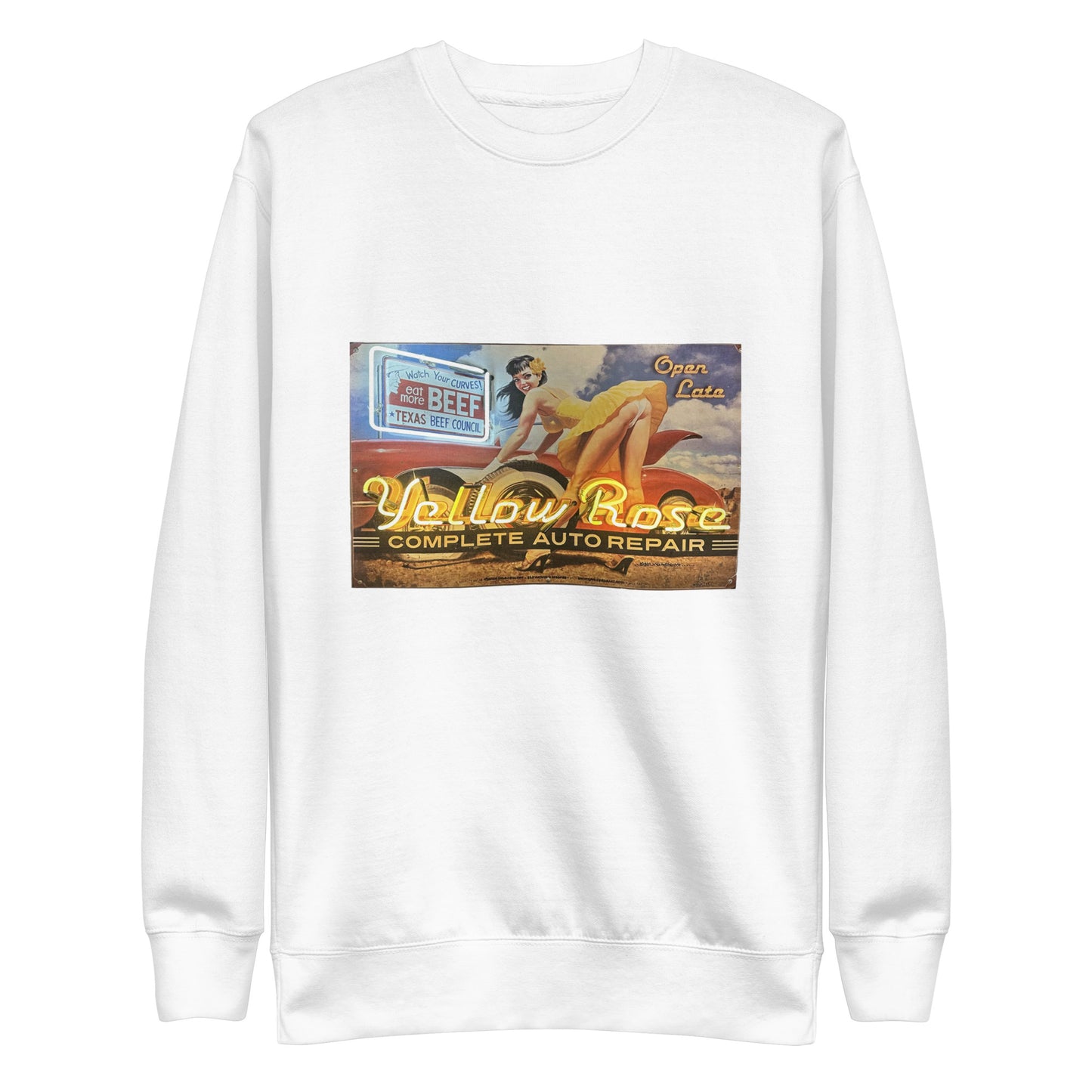 Vintage Auto Repair Neon Sign Style Unisex Premium Sweatshirt