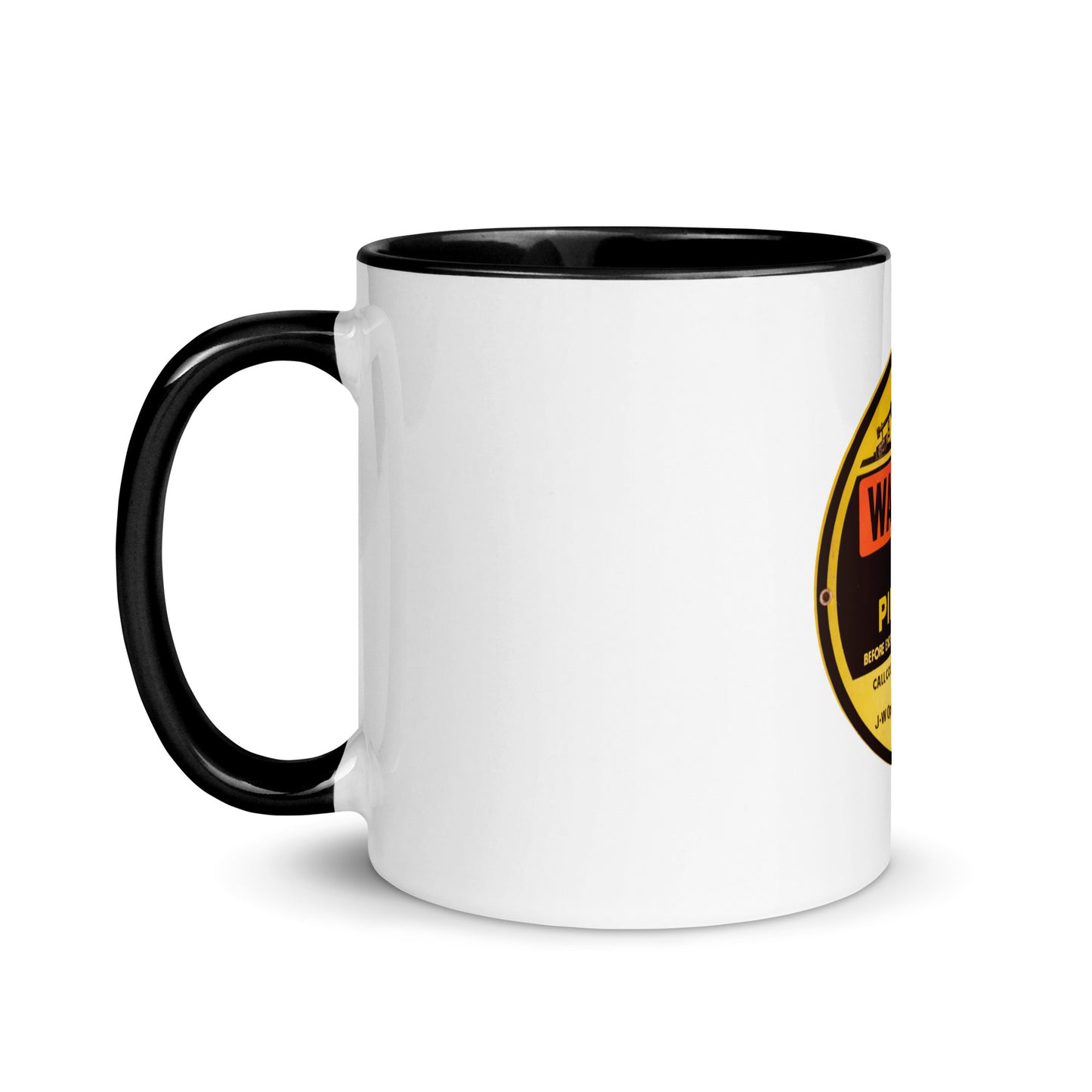 Retro Gas Warning Sign Tin Mug with Color Inside