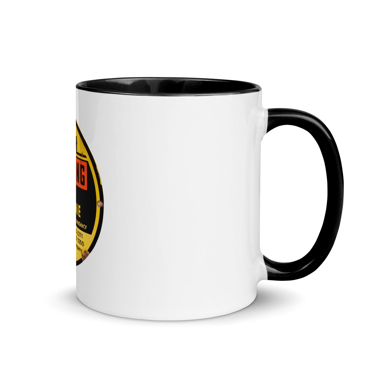 Retro Gas Warning Sign Tin Mug with Color Inside