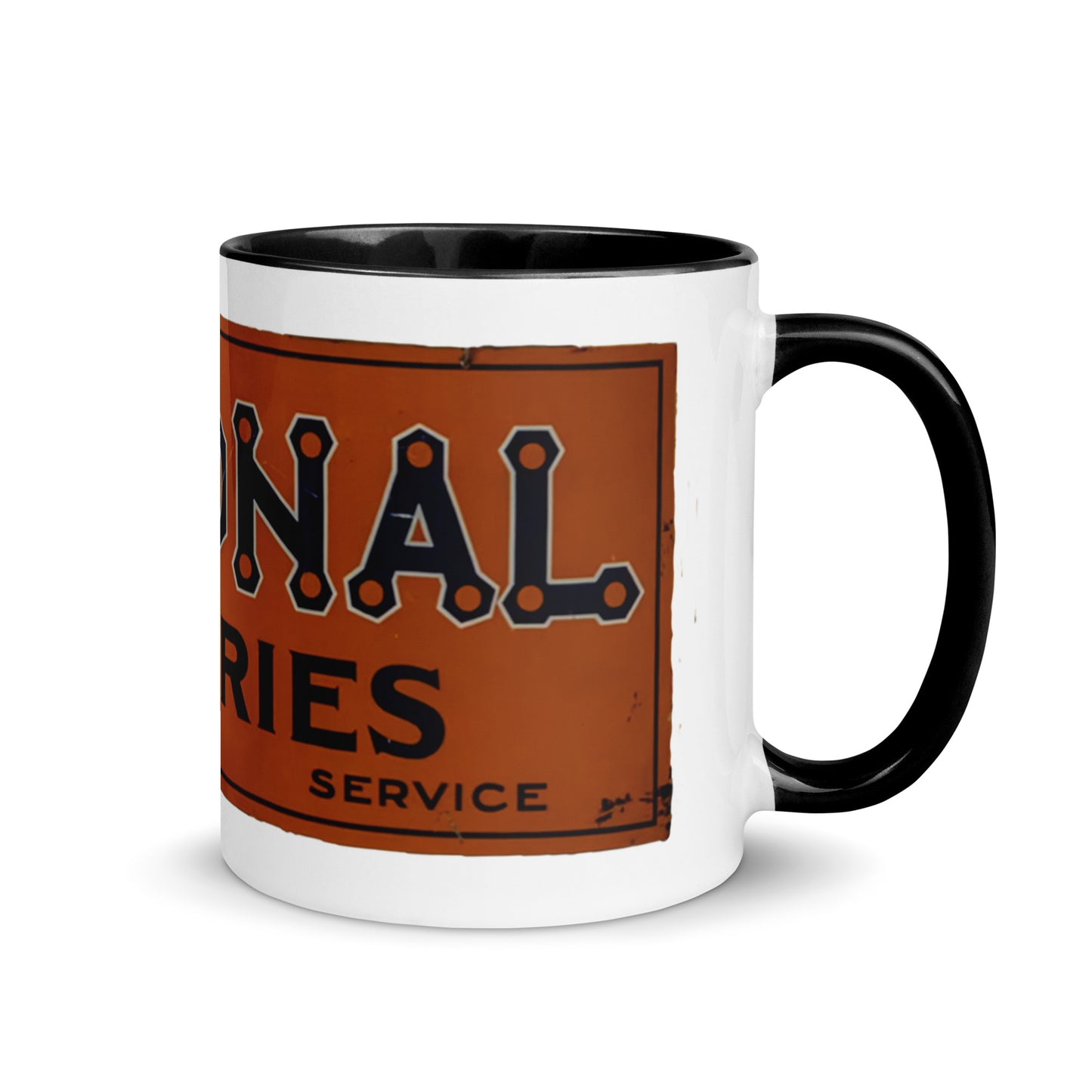 Retro National Battery Sign Patina Style Mug with Color Inside