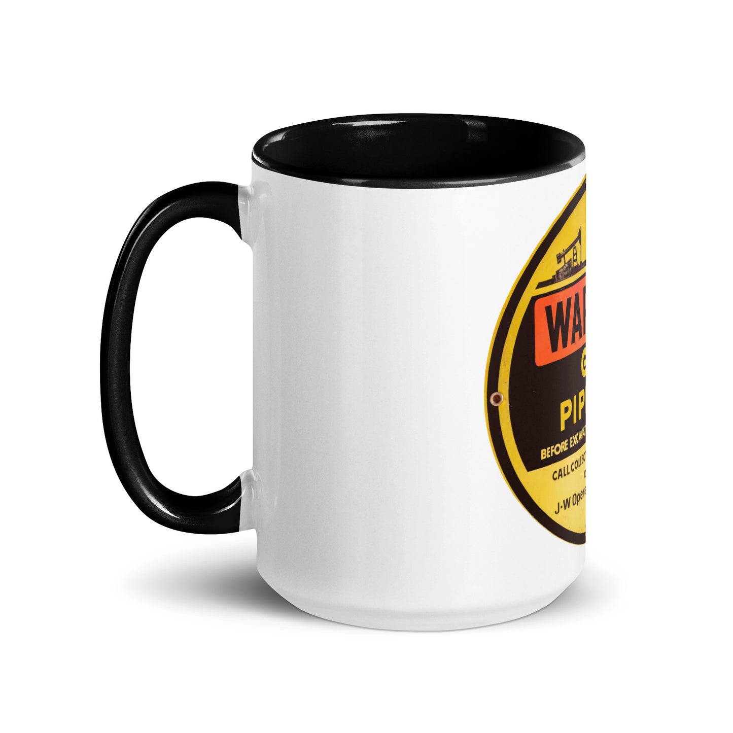 Retro Gas Warning Sign Tin Mug with Color Inside