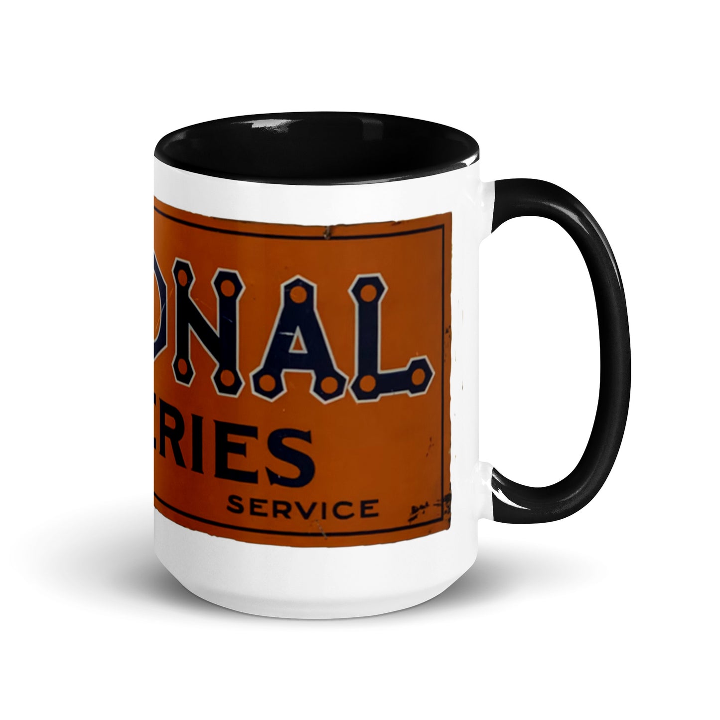 Retro National Battery Sign Patina Style Mug with Color Inside