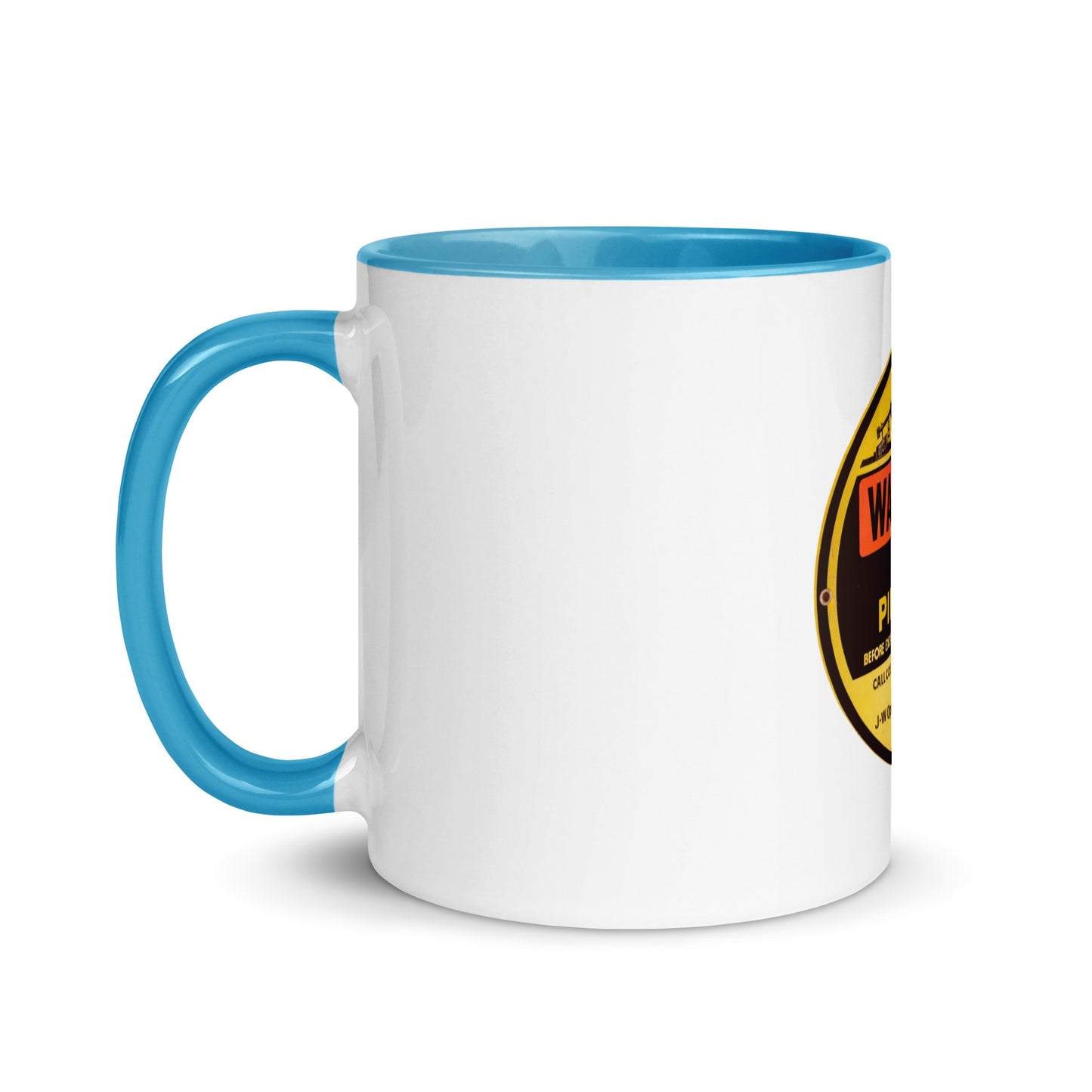 Retro Gas Warning Sign Tin Mug with Color Inside