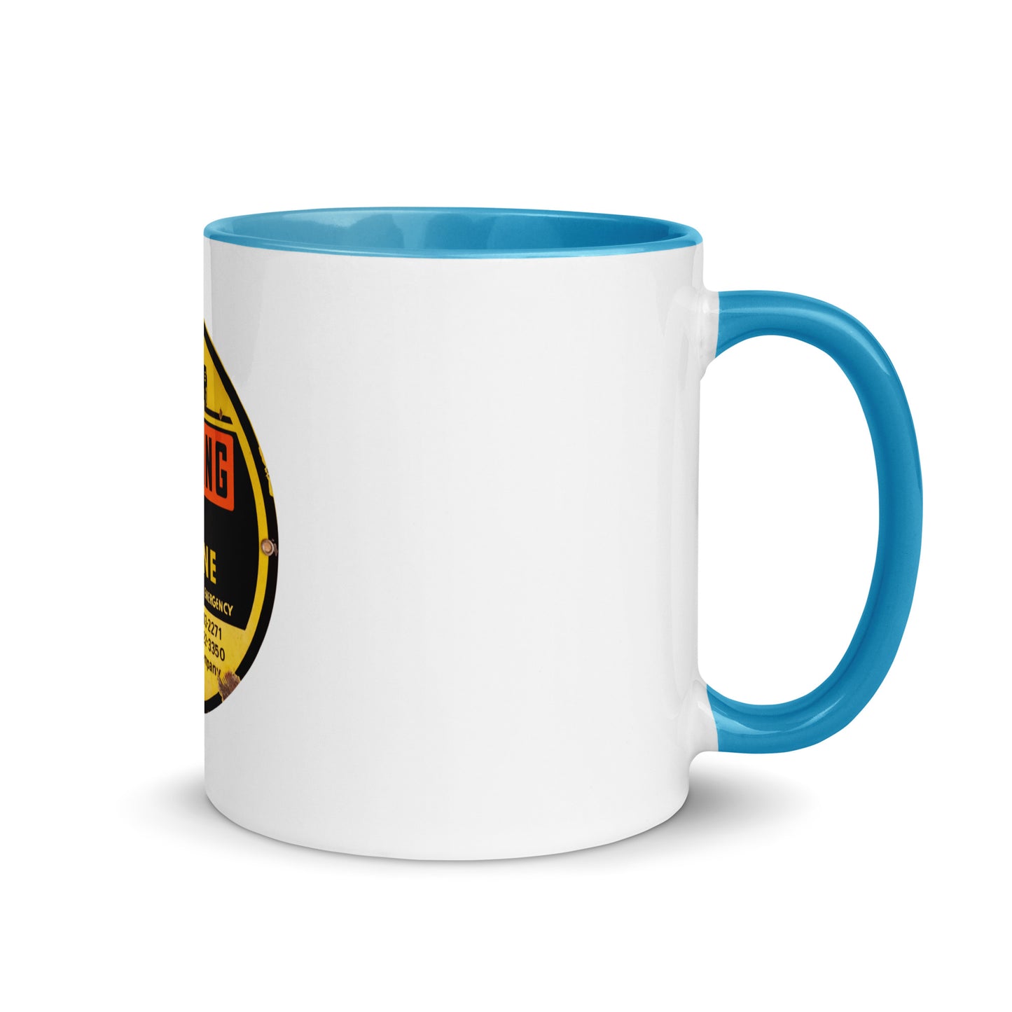Retro Gas Warning Sign Tin Mug with Color Inside