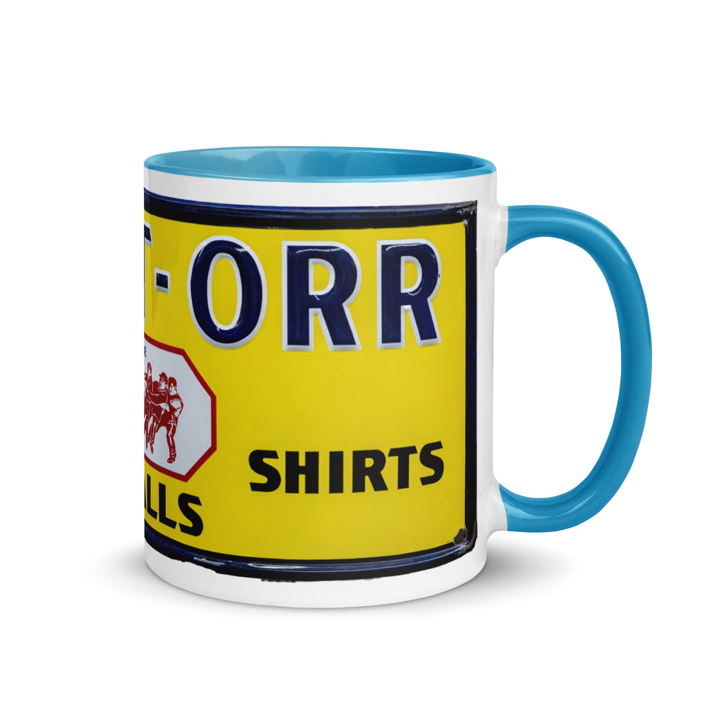 Vintage Mechanic Overalls Porcelain Sign Mug with Color Inside