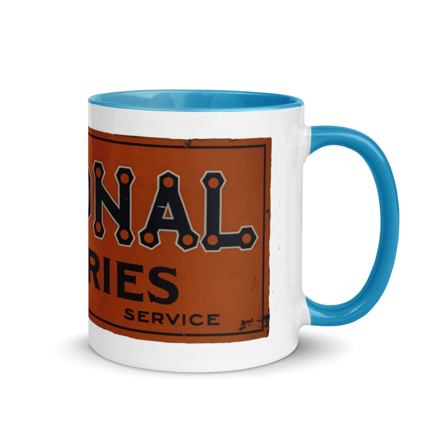 Retro National Battery Sign Patina Style Mug with Color Inside