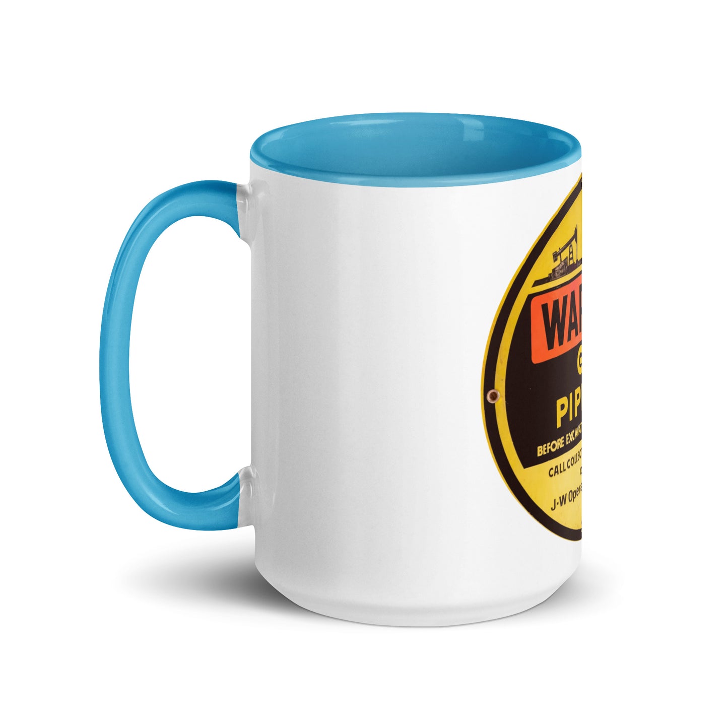 Retro Gas Warning Sign Tin Mug with Color Inside
