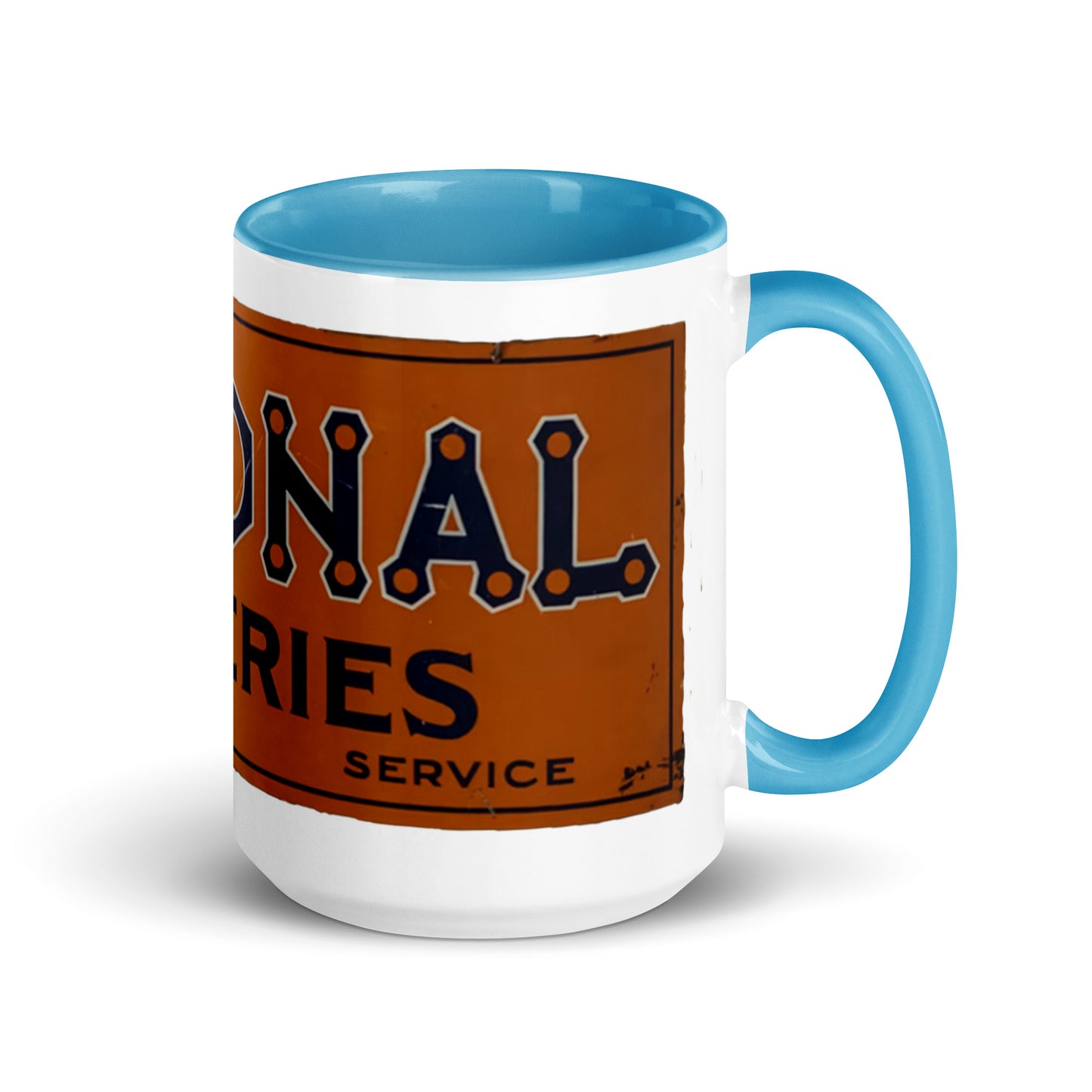 Retro National Battery Sign Patina Style Mug with Color Inside