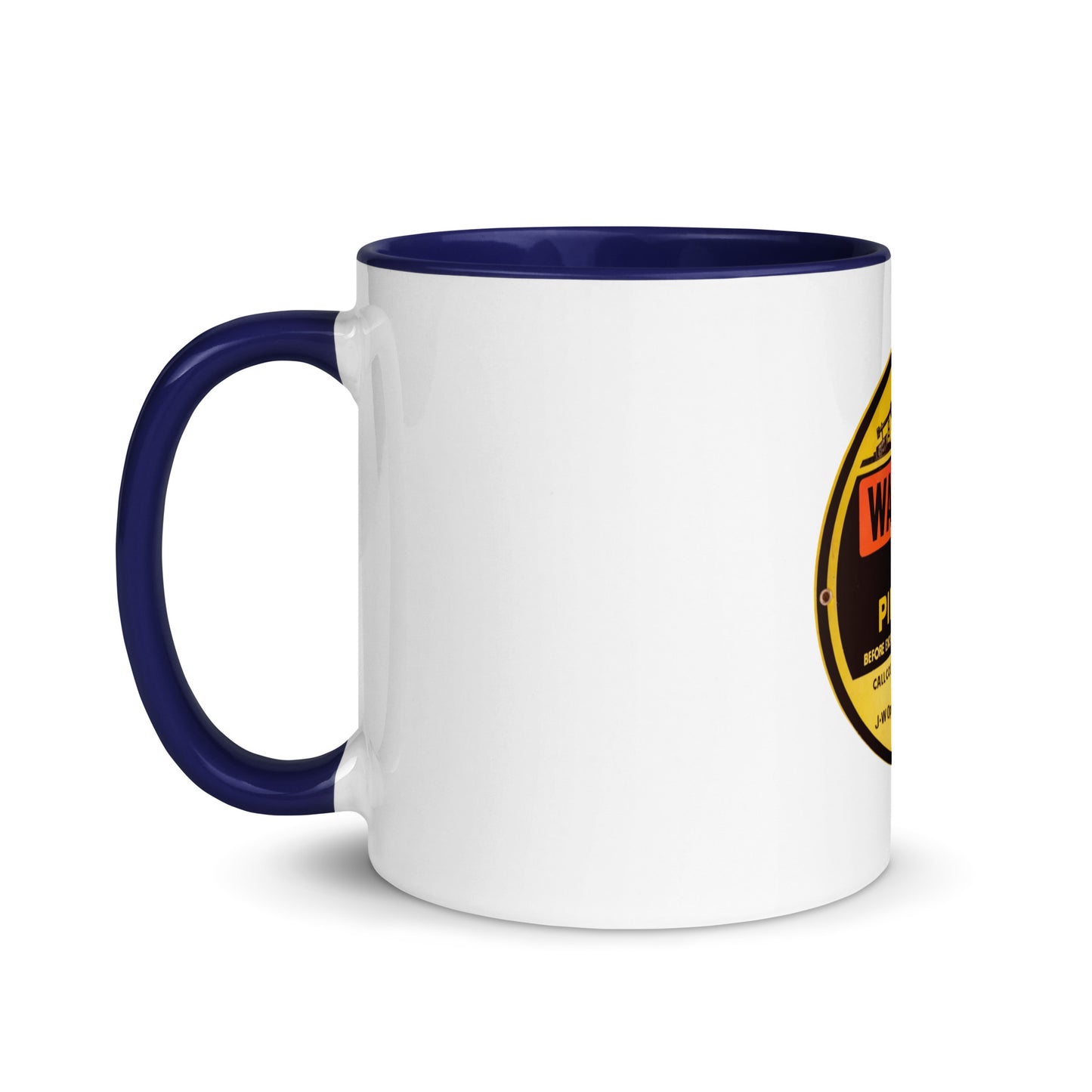 Retro Gas Warning Sign Tin Mug with Color Inside