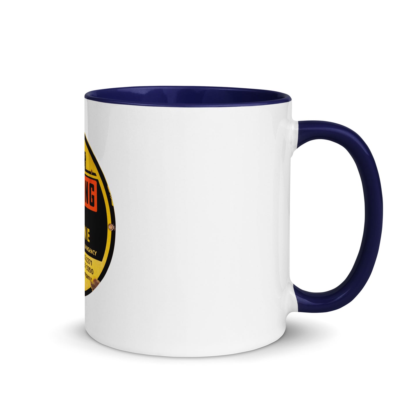Retro Gas Warning Sign Tin Mug with Color Inside