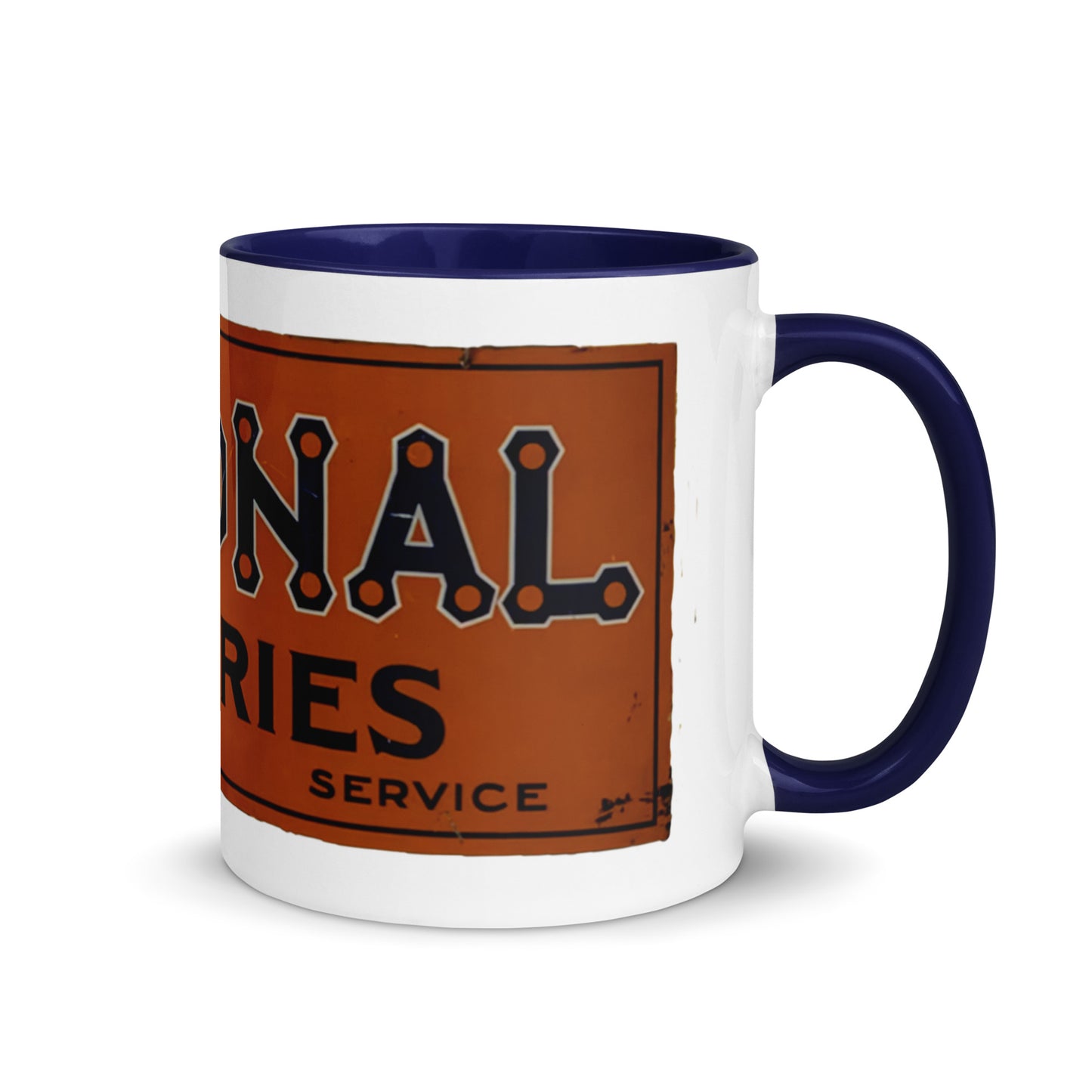 Retro National Battery Sign Patina Style Mug with Color Inside