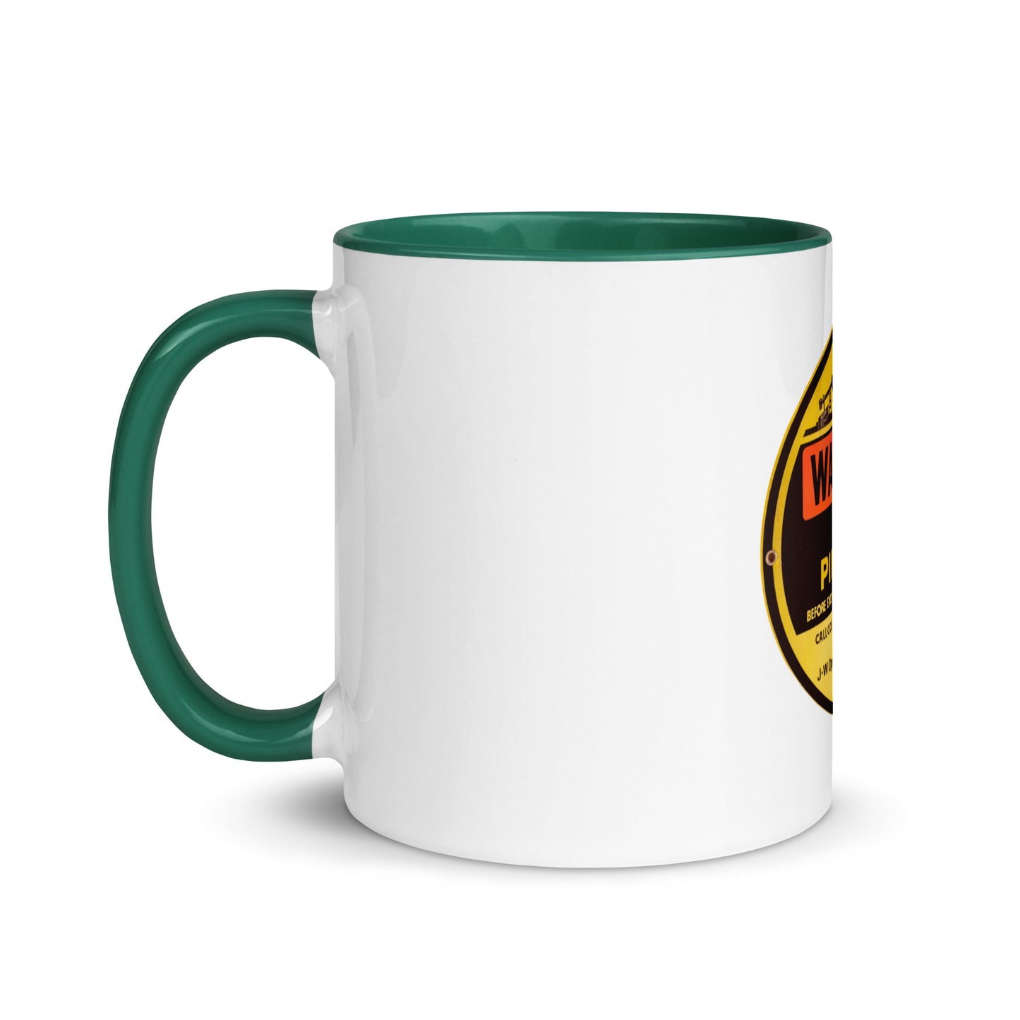 Retro Gas Warning Sign Tin Mug with Color Inside