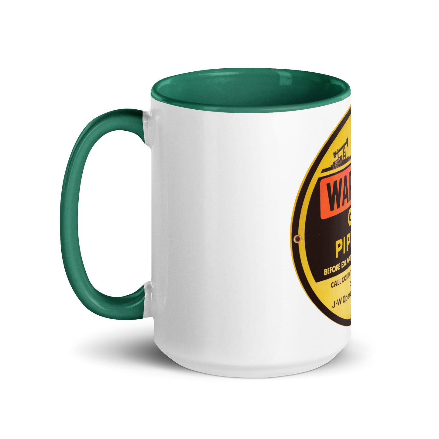 Retro Gas Warning Sign Tin Mug with Color Inside