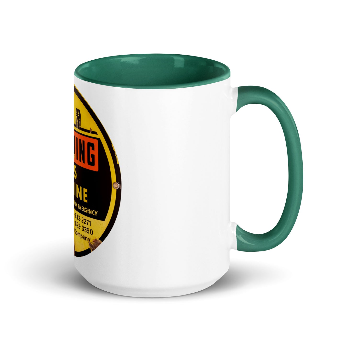 Retro Gas Warning Sign Tin Mug with Color Inside