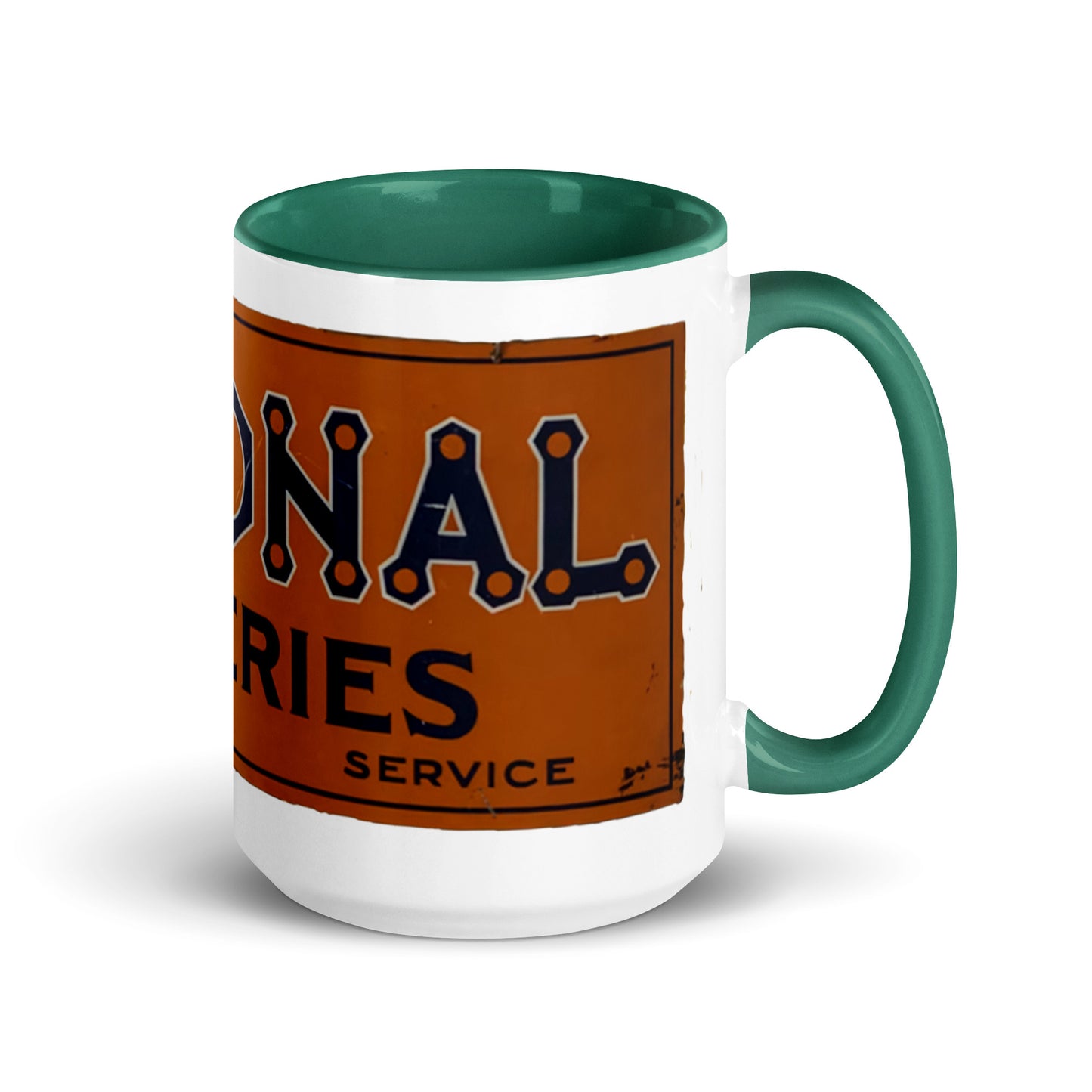 Retro National Battery Sign Patina Style Mug with Color Inside