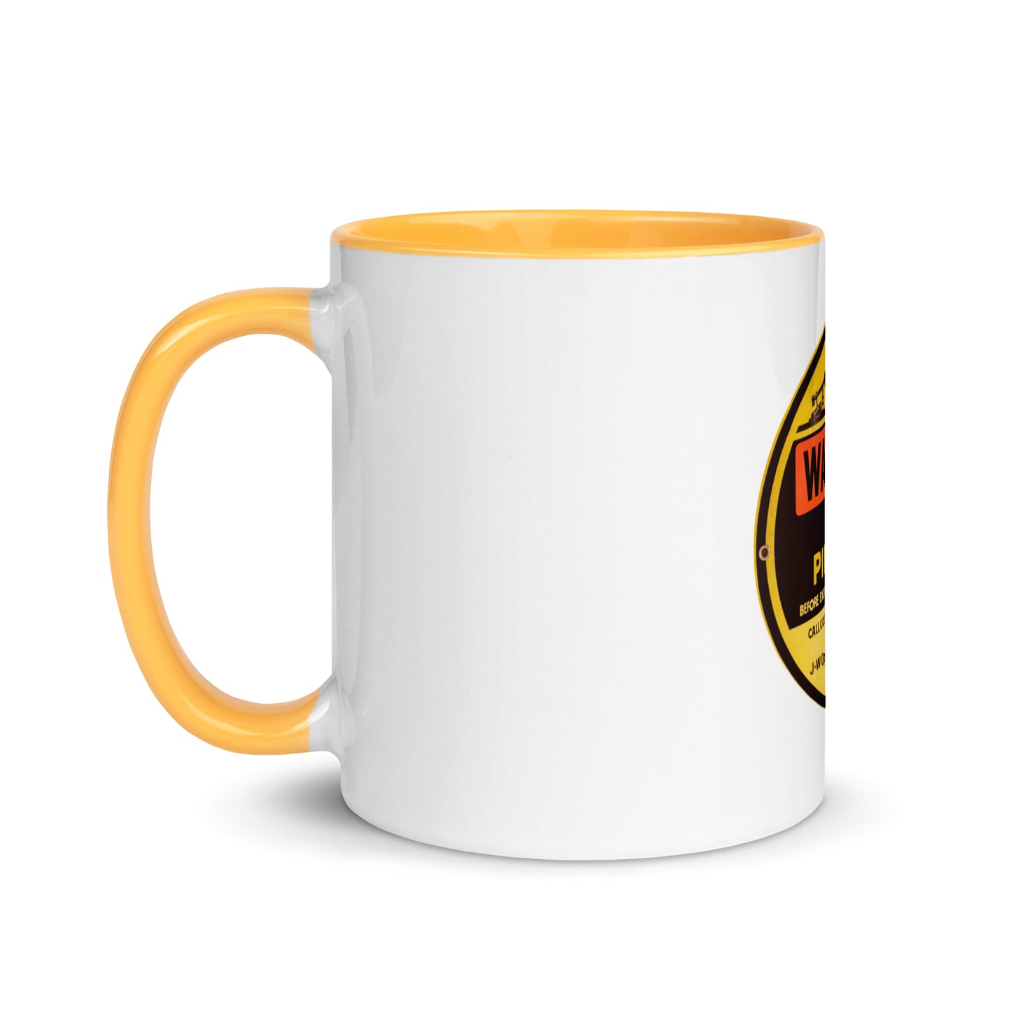 Retro Gas Warning Sign Tin Mug with Color Inside