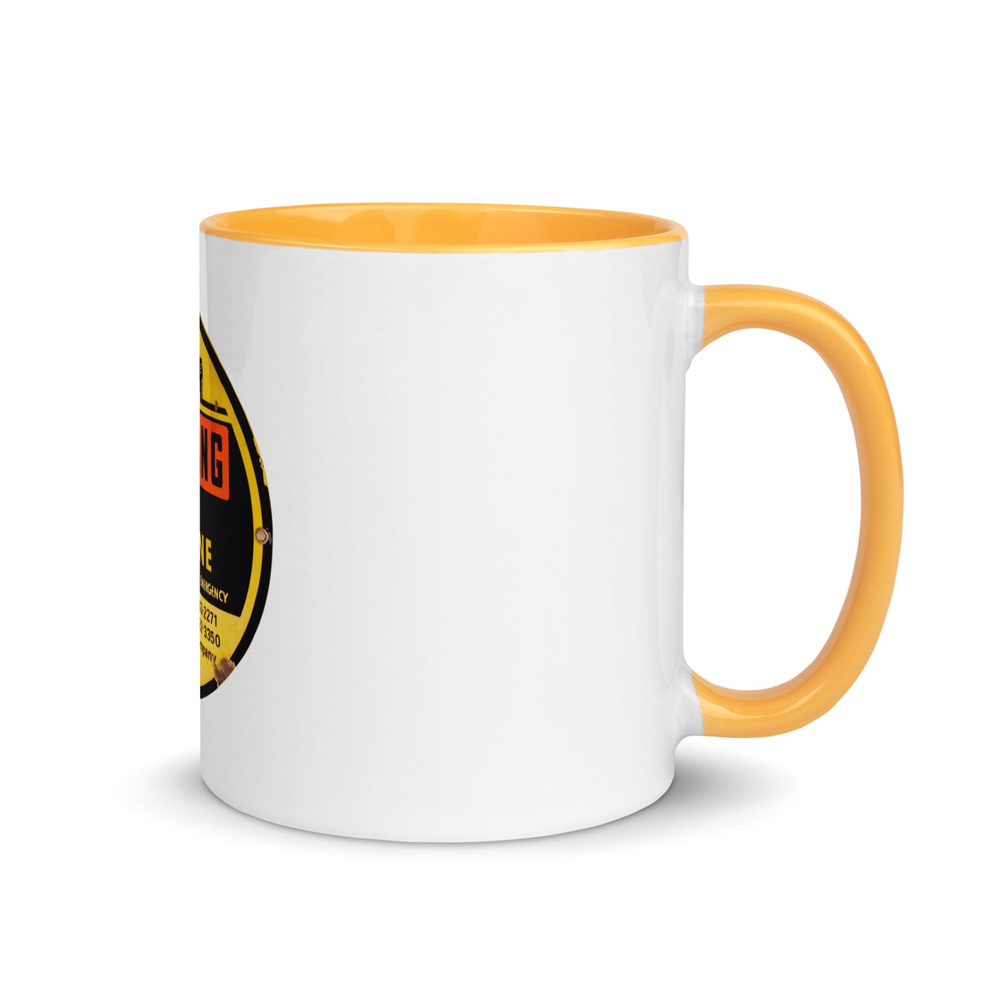 Retro Gas Warning Sign Tin Mug with Color Inside