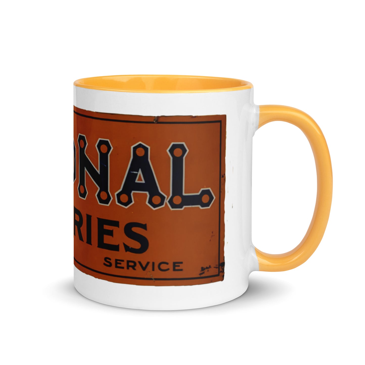 Retro National Battery Sign Patina Style Mug with Color Inside