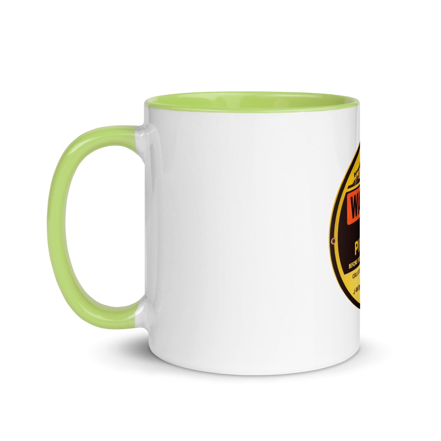 Retro Gas Warning Sign Tin Mug with Color Inside