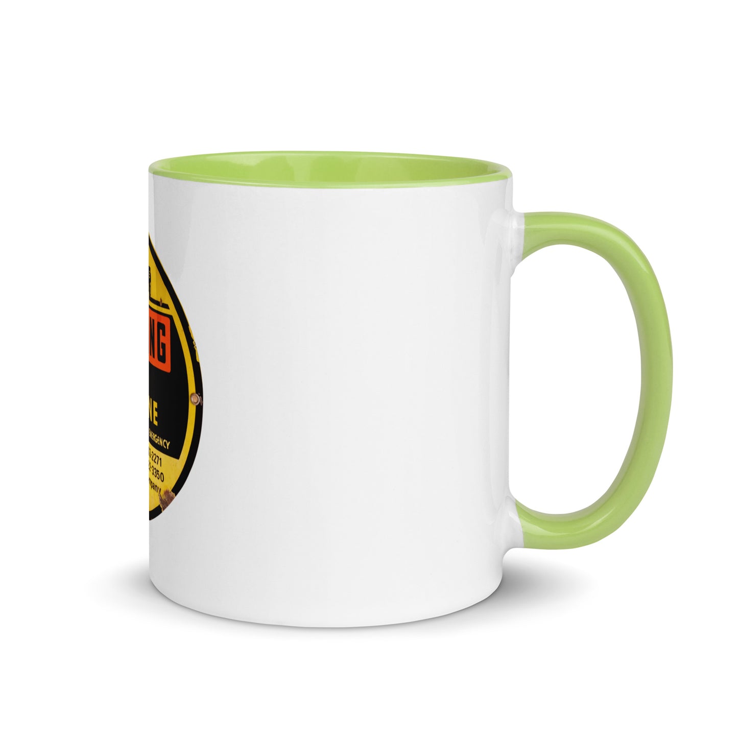 Retro Gas Warning Sign Tin Mug with Color Inside