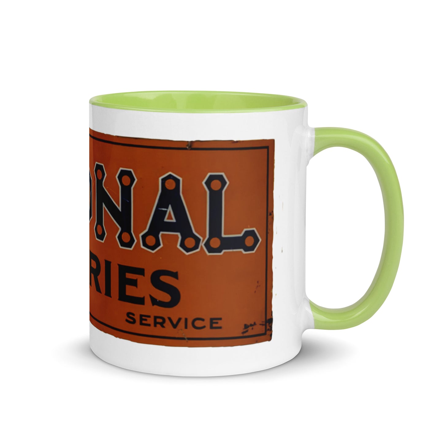Retro National Battery Sign Patina Style Mug with Color Inside