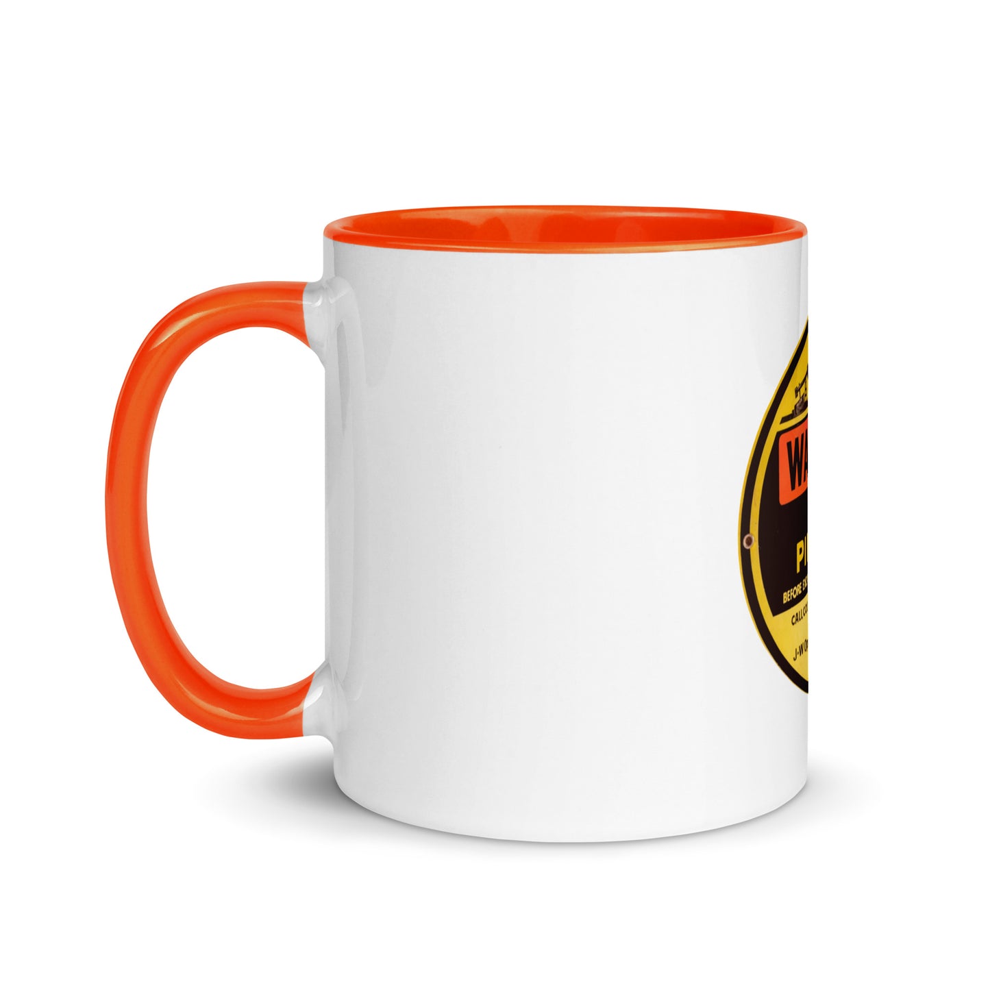 Retro Gas Warning Sign Tin Mug with Color Inside