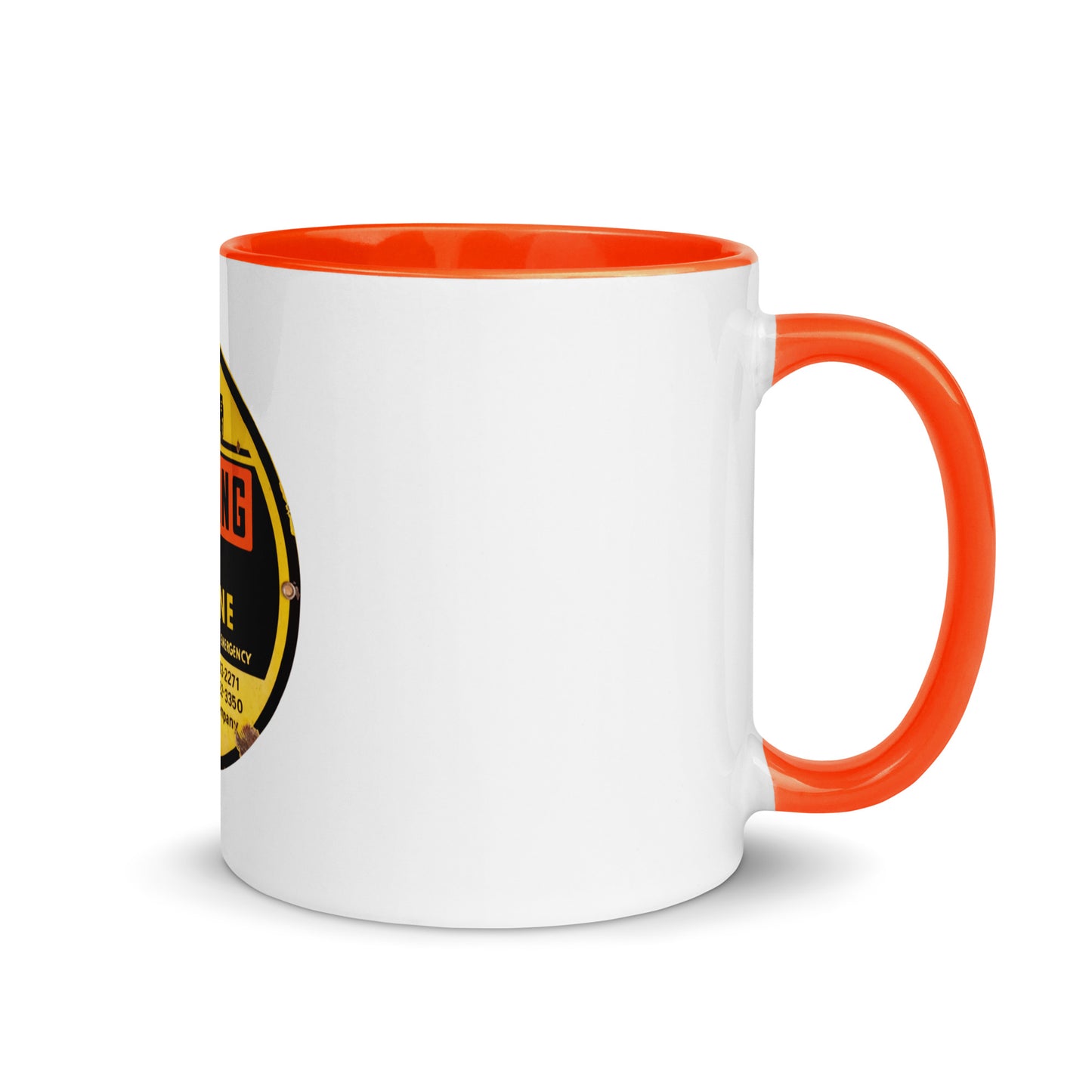 Retro Gas Warning Sign Tin Mug with Color Inside