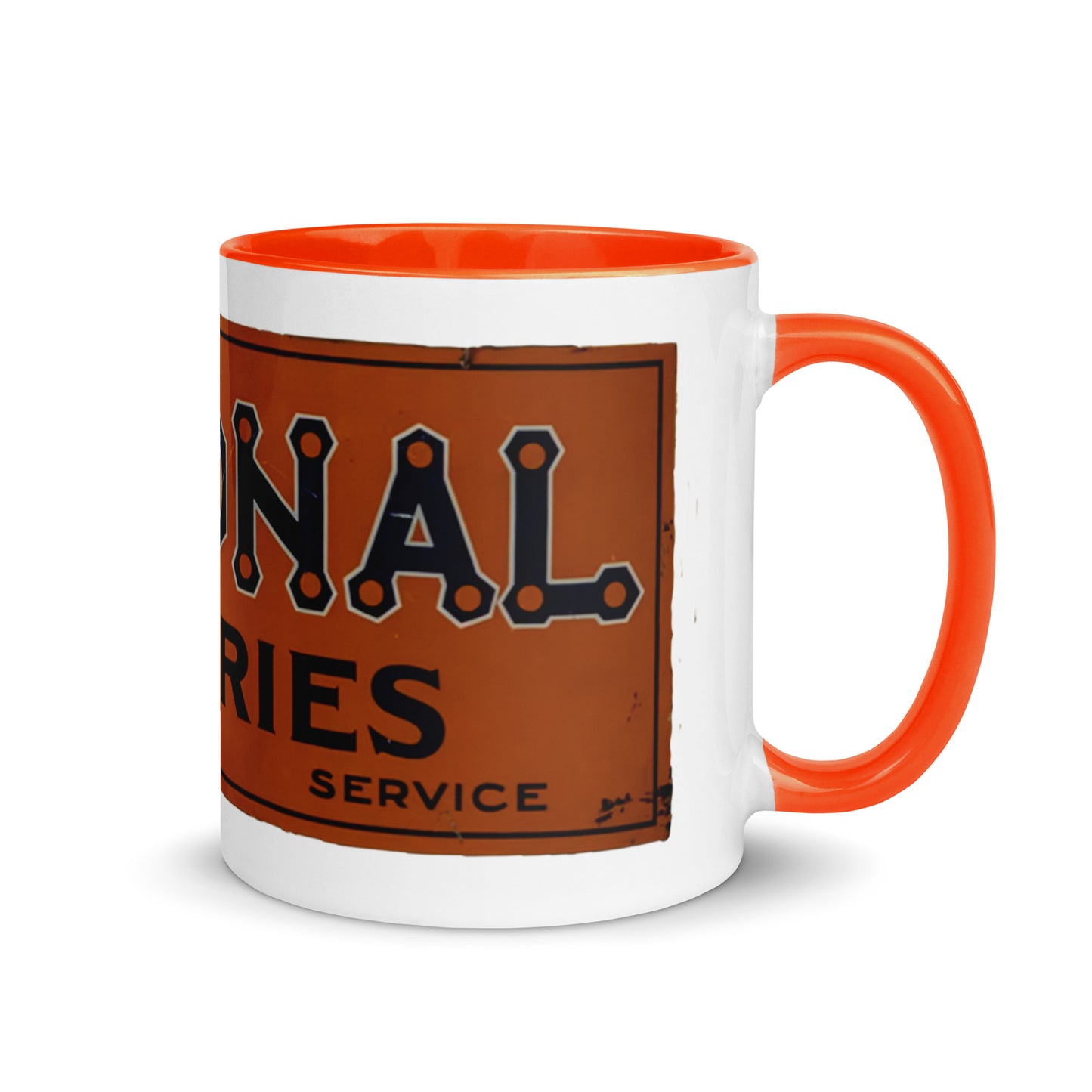 Retro National Battery Sign Patina Style Mug with Color Inside