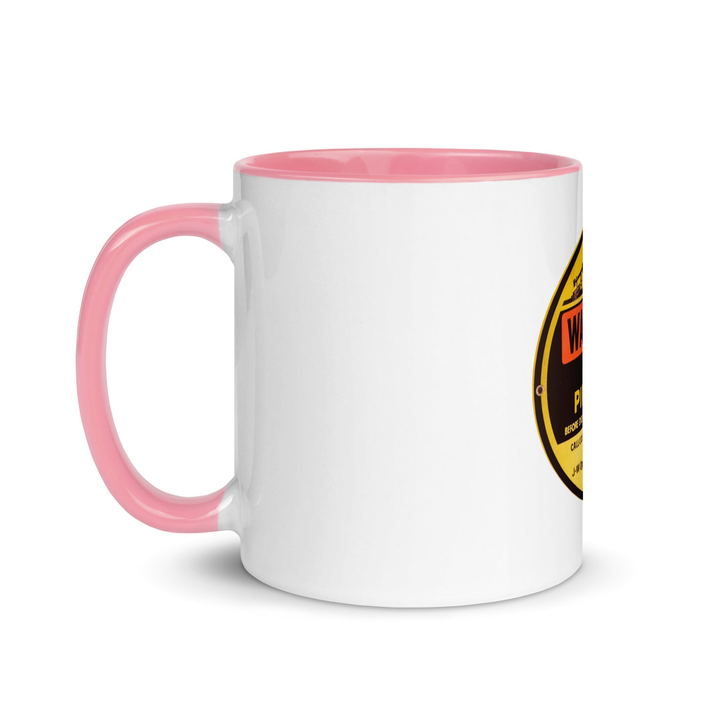 Retro Gas Warning Sign Tin Mug with Color Inside